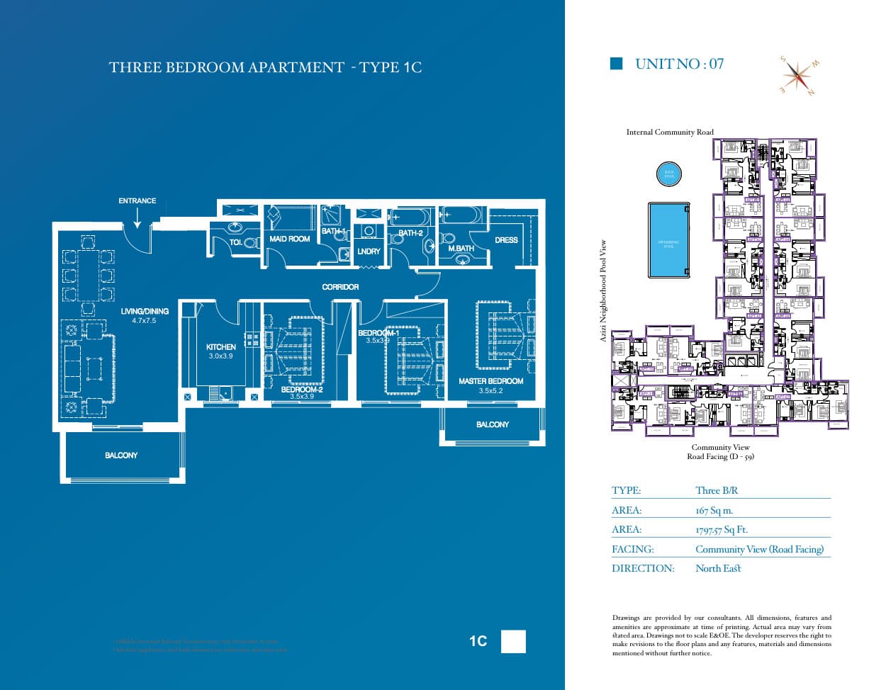 Azizi Yasamine, 3-Bed Floor Plan, type: Type 1C