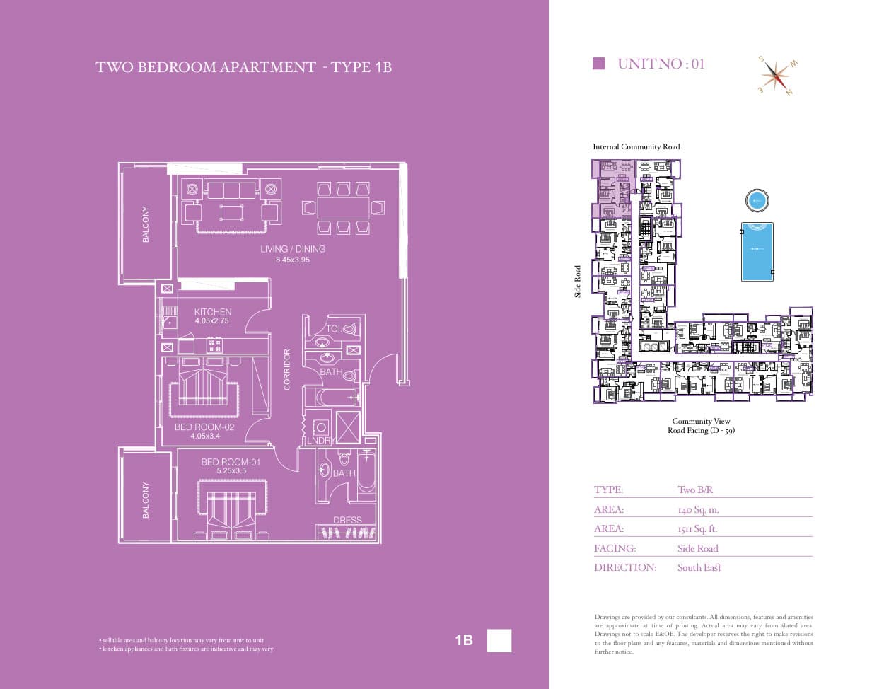 Azizi.Liatris, 2-Bed Floor Plan, type: Type 1B