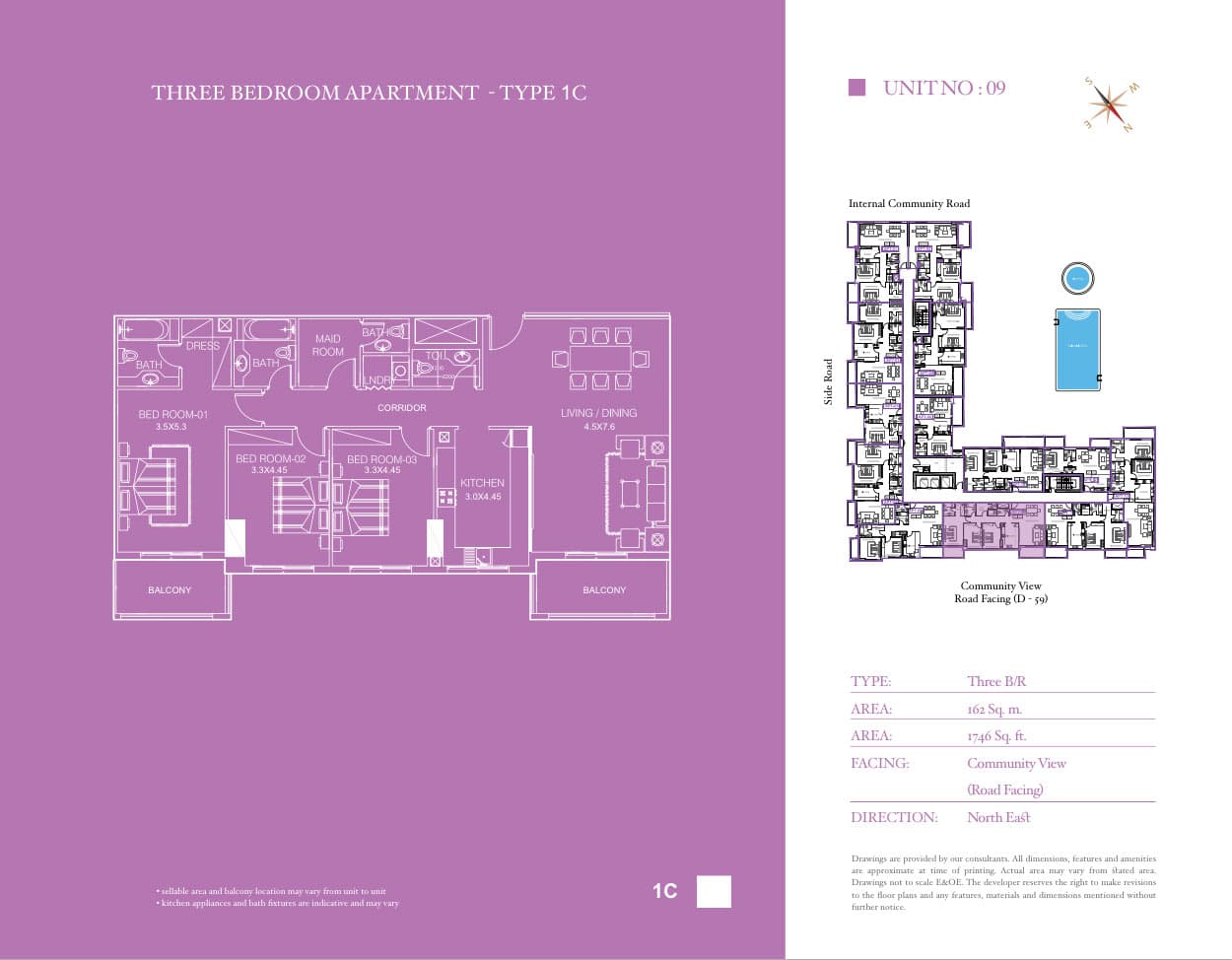 Azizi.Liatris, 3-Bed Floor Plan, type: Type 1C