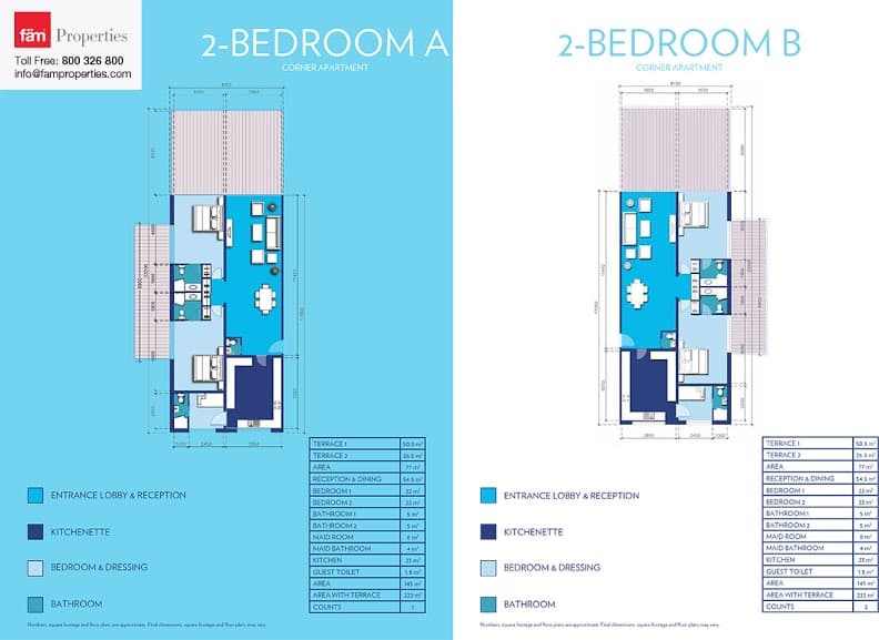 Azure Residences, 2-Bed Floor Plan, type: 2BD A and B