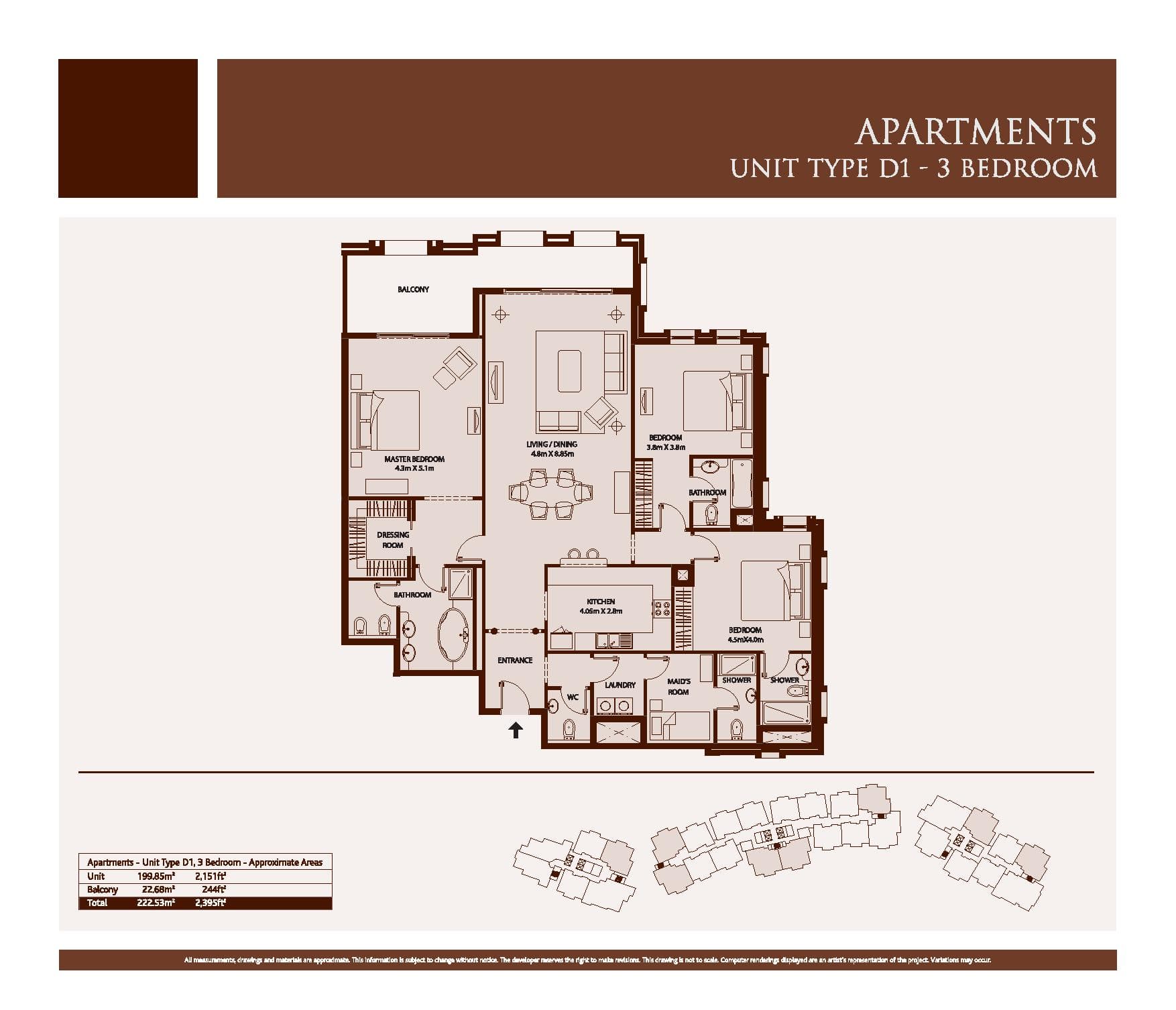 Balqis Residence, 3-Bed Floor Plan, type: 3 Bedroom