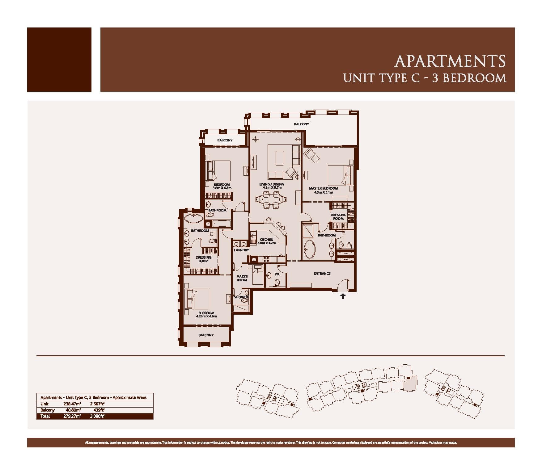 Balqis Residence, 3-Bed Floor Plan, type: 3 Bedroom