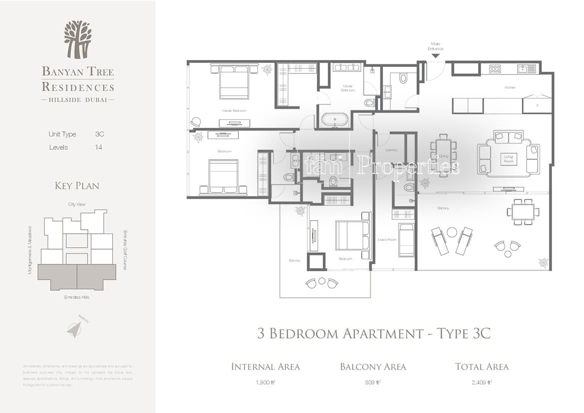 Banyan Tree Residences, 3-Bed Floor Plan, type: 3 Bedroom