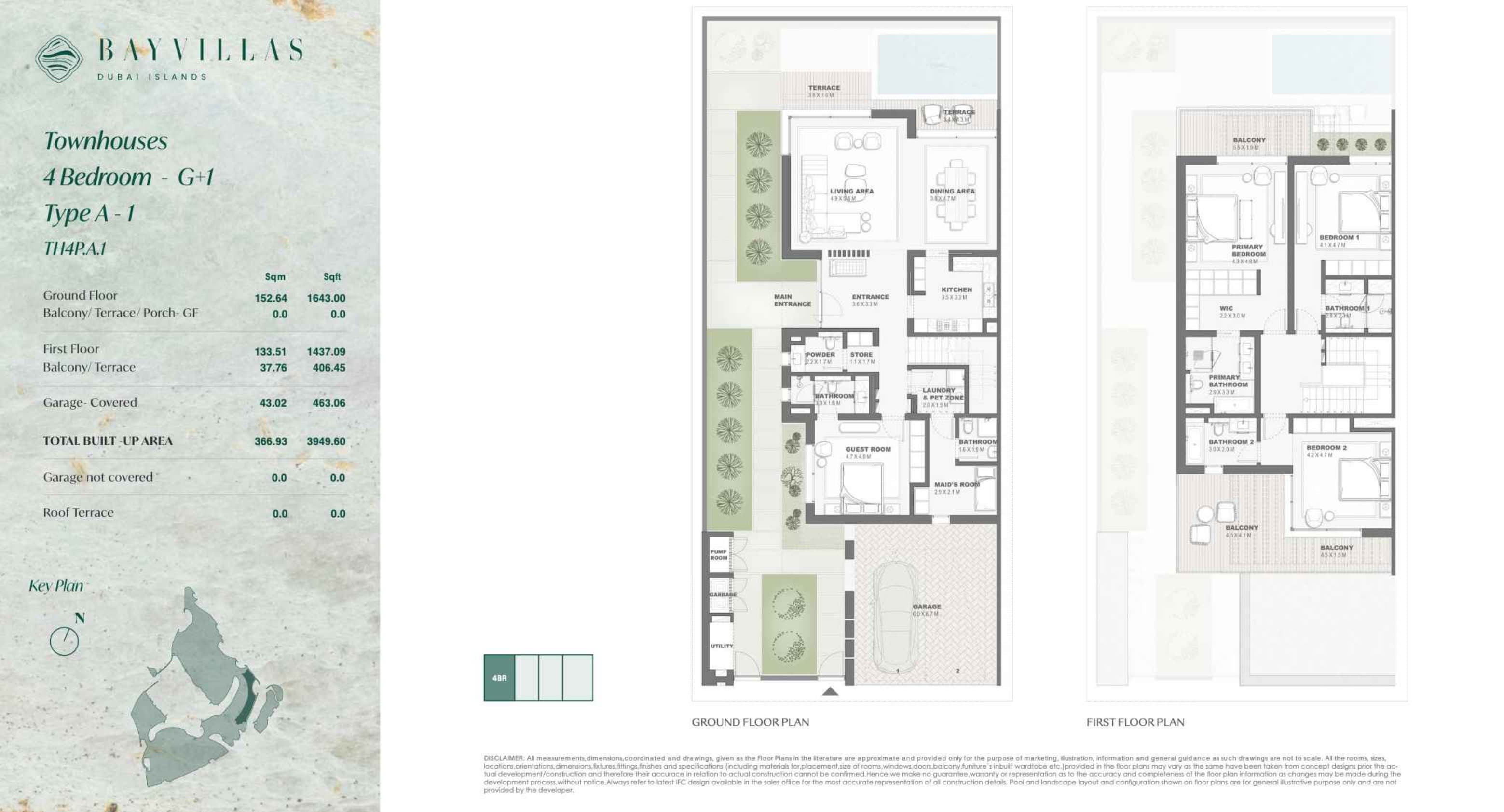 Bay Villas, 4-Bed Floor Plan, type: Bay Villas - Townhouse - 4BR - G+1 - Type A-1 - TH4P
