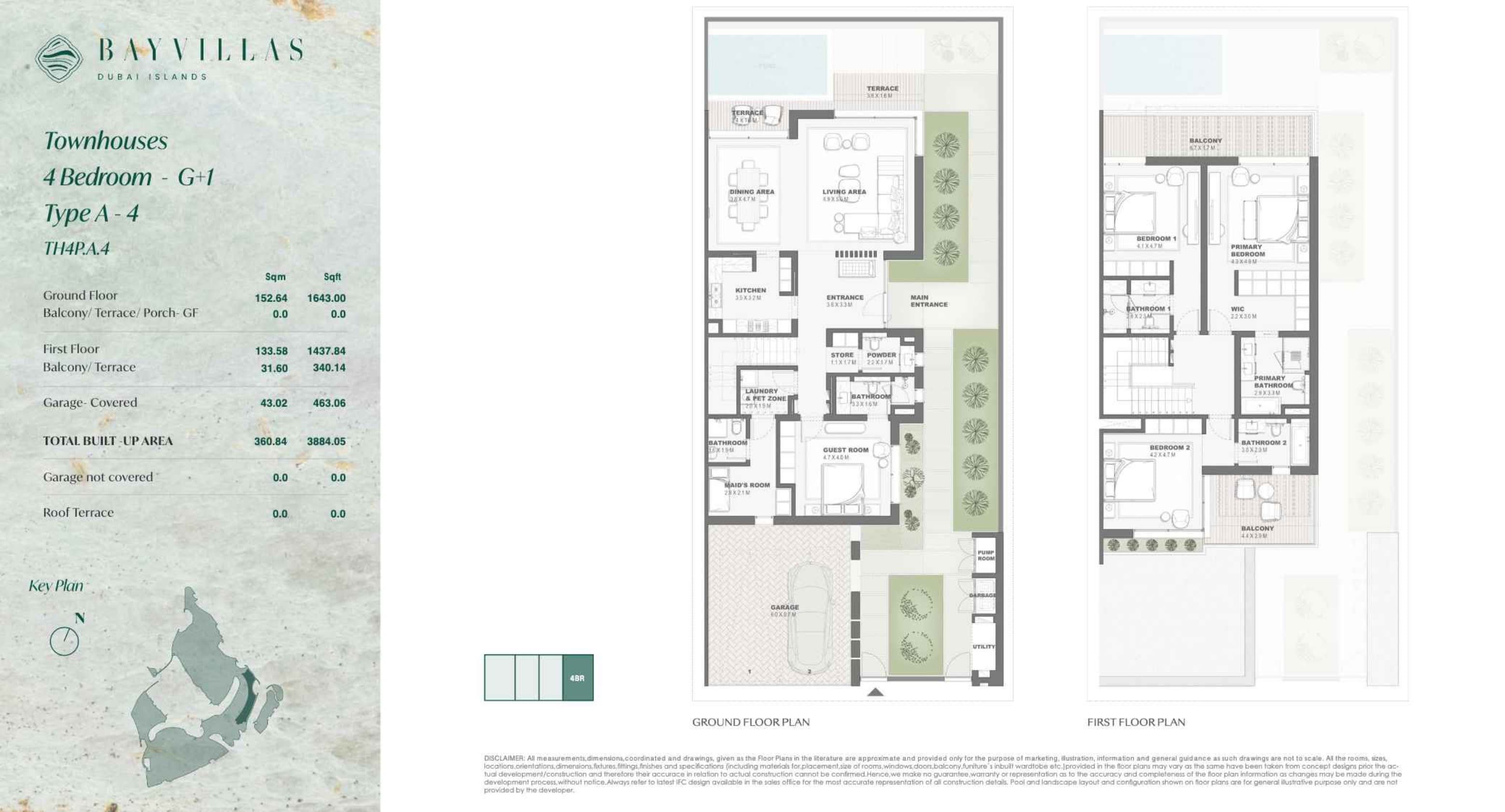 Bay Villas, 4-Bed Floor Plan, type: Bay Villas - Townhouse - 4BR - G+1 - Type A-4 - TH4P