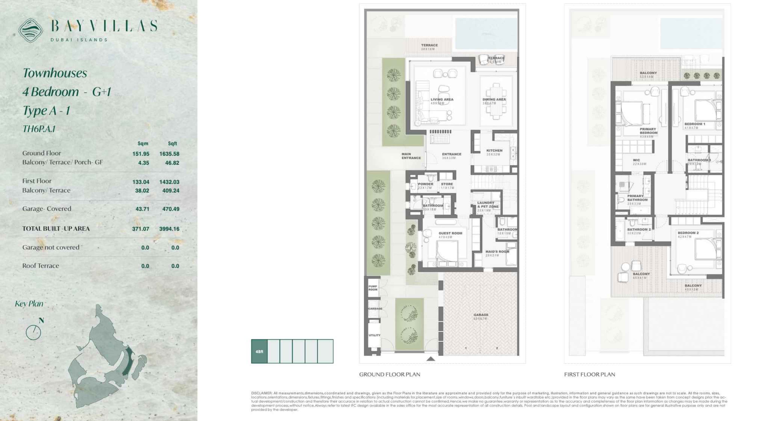 Bay Villas, 4-Bed Floor Plan, type: Bay Villas - Townhouse - 4BR - G+1 - Type A-1 - TH6P