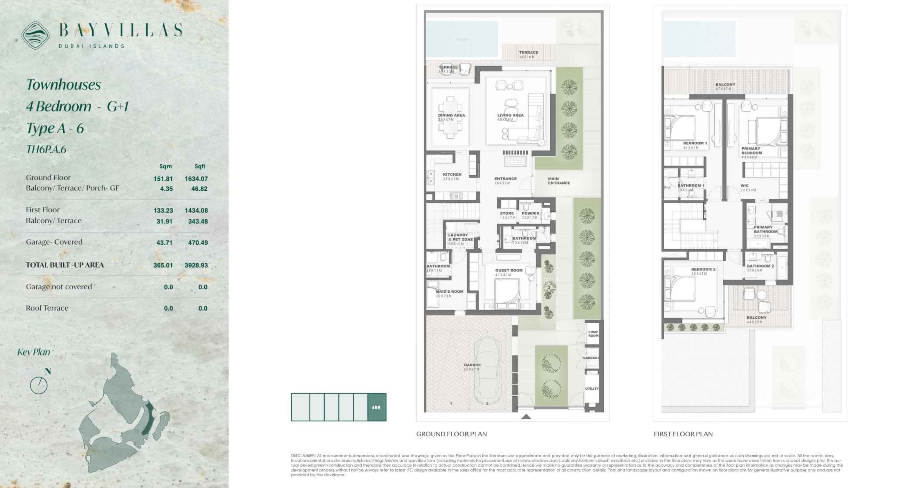 Bay Villas, 4-Bed Floor Plan, type: Bay Villas - Townhouse - 4BR - G+1 - Type A-6 - TH6P