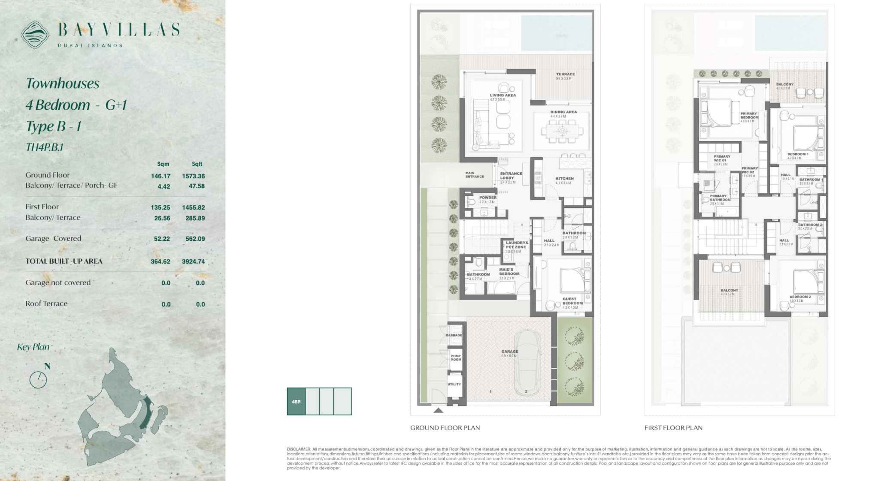 Bay Villas, 4-Bed Floor Plan, type: Bay Villas - Townhouse - 4BR - G+1 - Type B-1 - TH4P