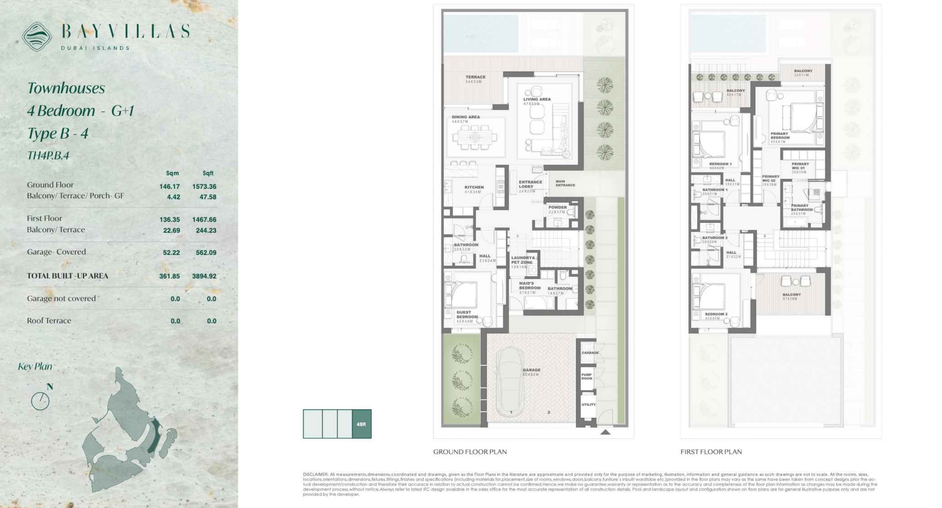 Bay Villas, 4-Bed Floor Plan, type: Bay Villas - Townhouse - 4BR - G+1 - Type B-4 - TH4P
