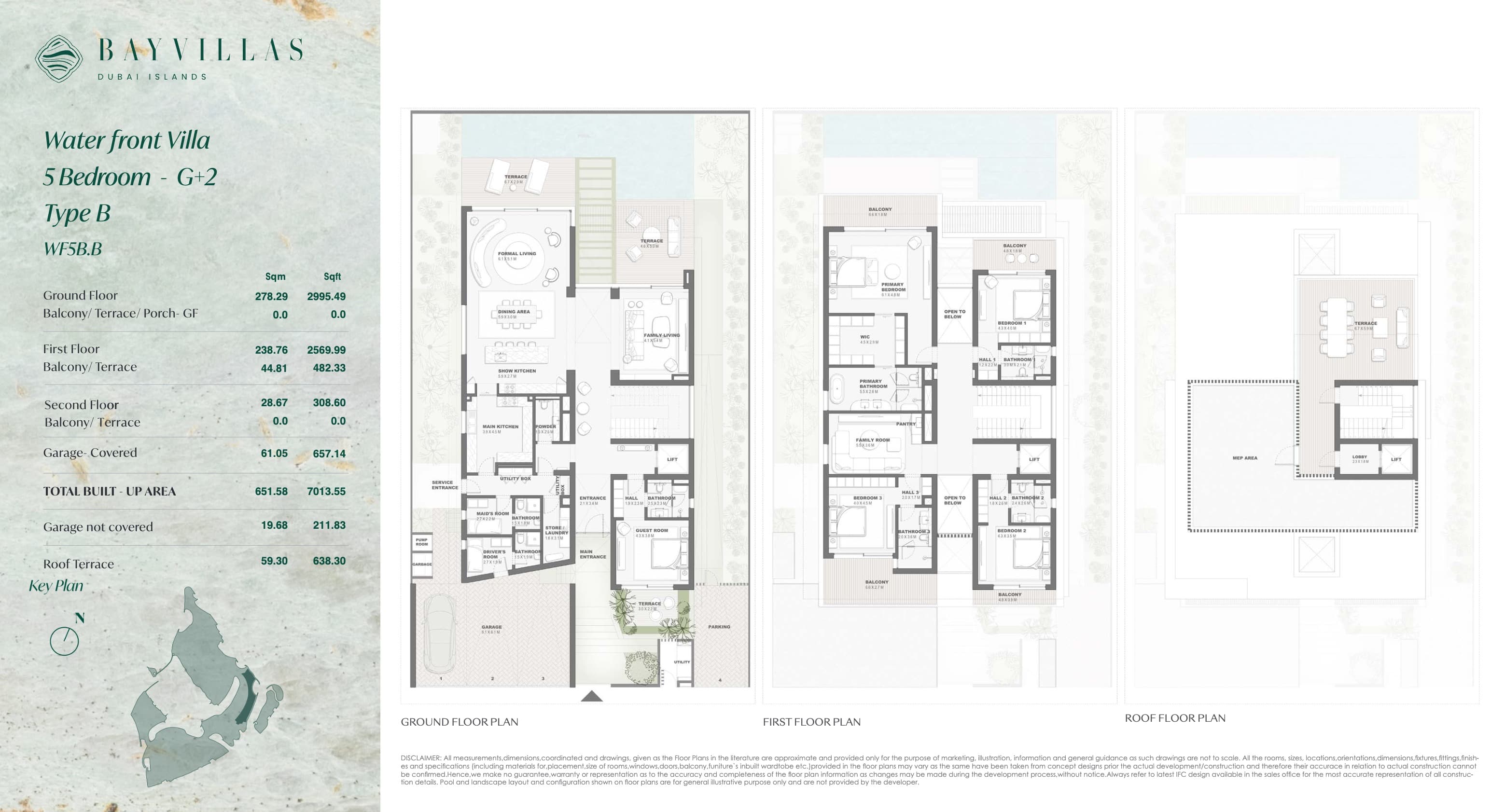 Bay Villas, 5-Bed Floor Plan, type: Bay Villas - Waterfront - 5BR - G+2 - Type B - WF5B