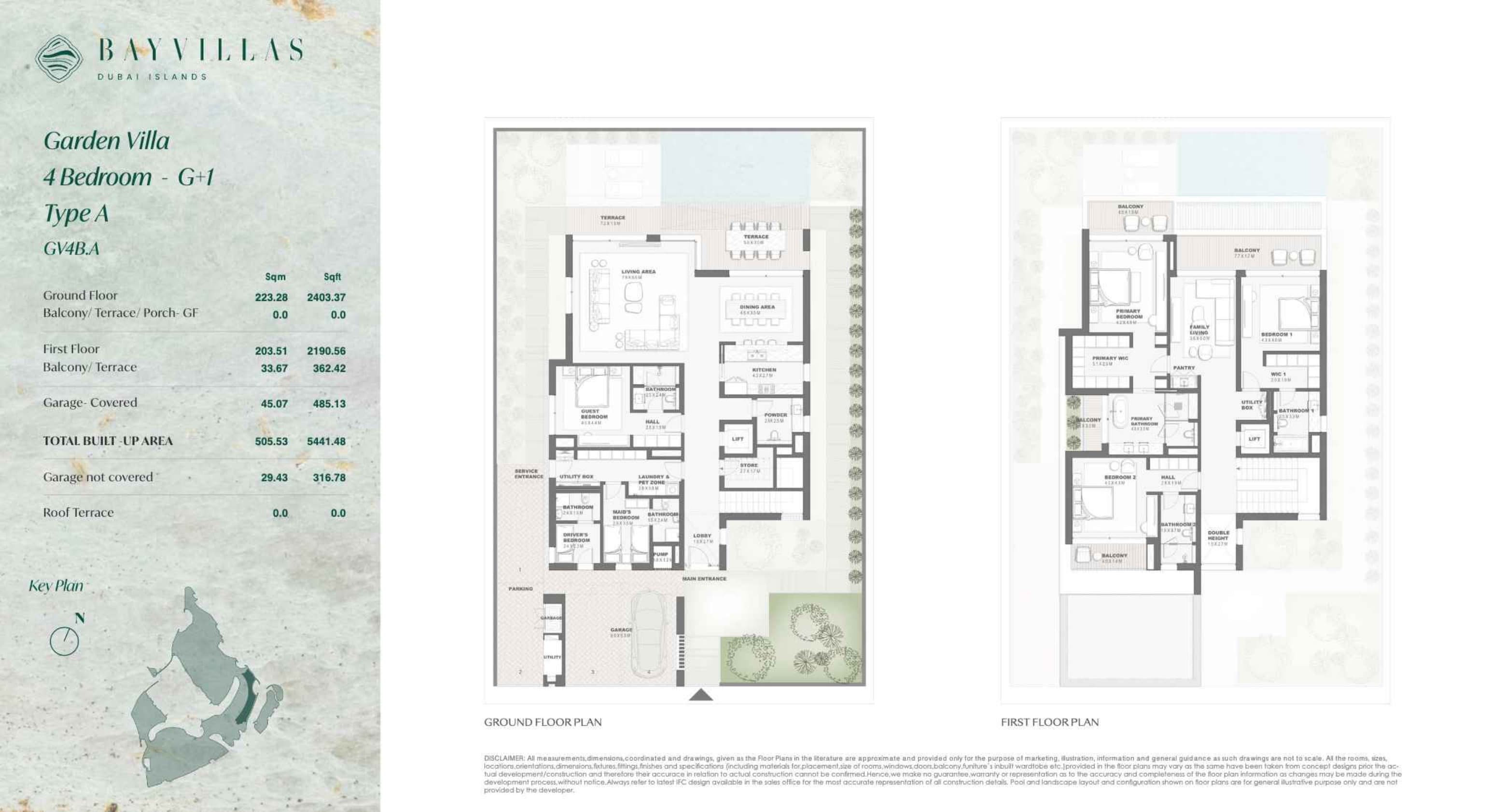 Bay Villas, 4-Bed Floor Plan, type: Bay Villas - Garden - 4BR - G+1 - Type A - GV4B