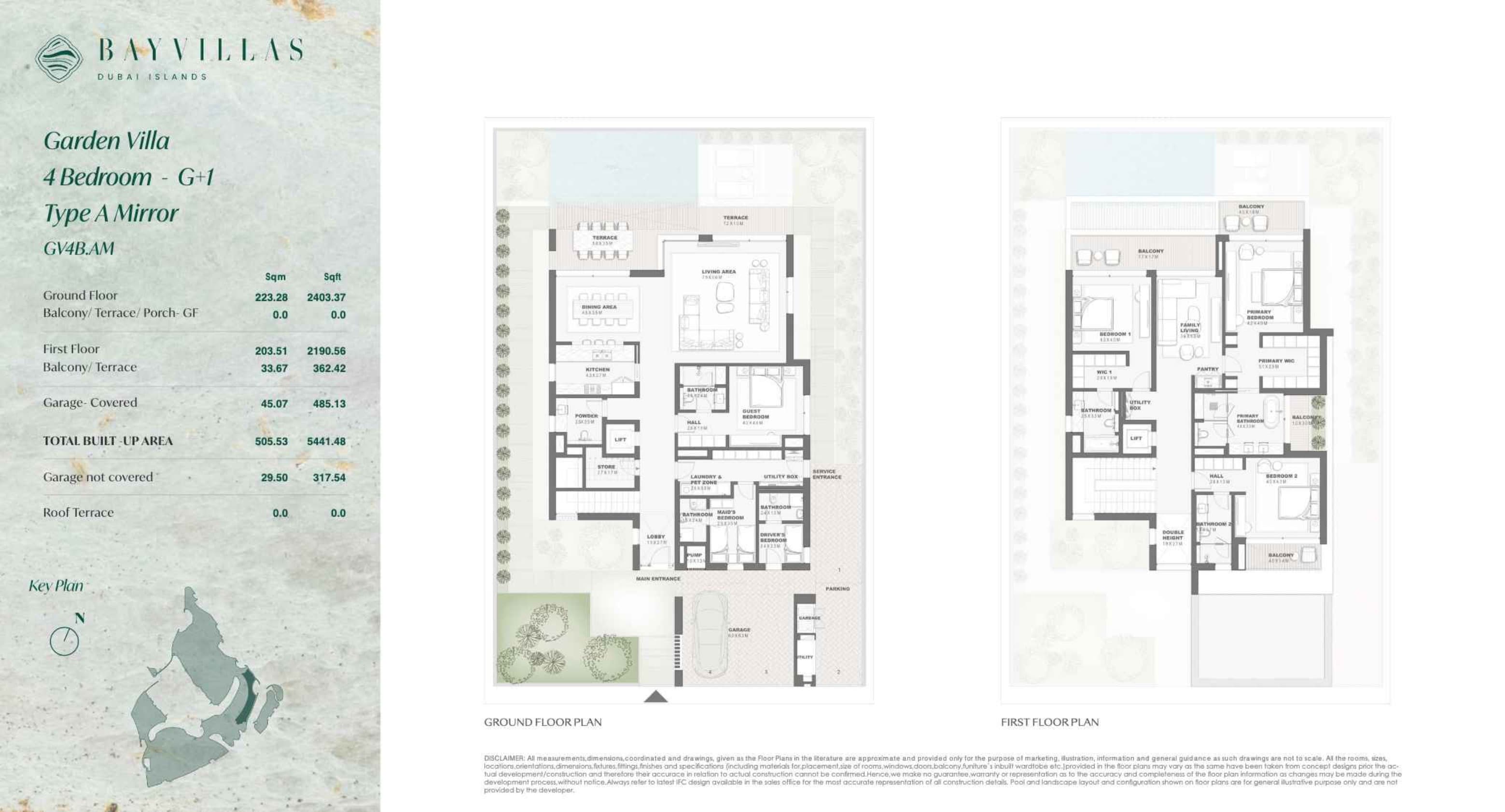 Bay Villas, 4-Bed Floor Plan, type: Bay Villas - Garden - 4BR - G+1 - Type A - Mirror - GV4B