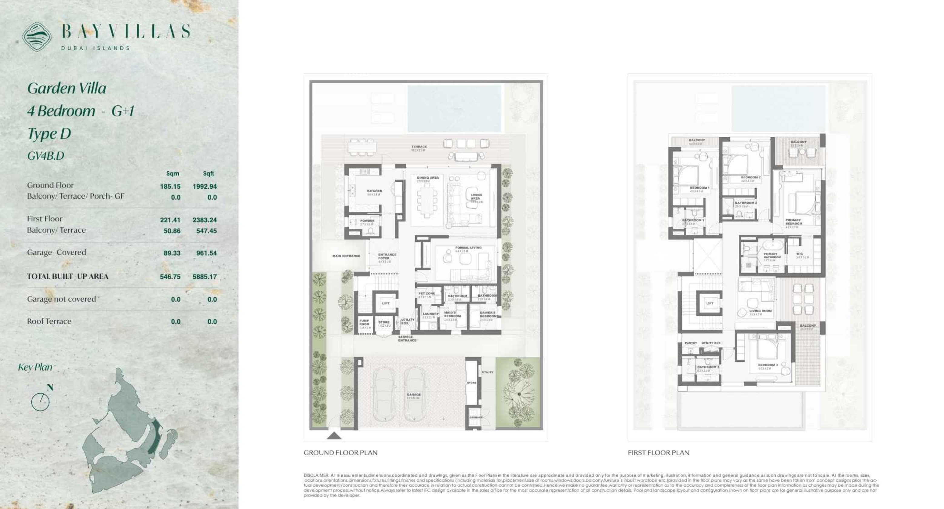 Bay Villas, 4-Bed Floor Plan, type: Bay Villas - Garden - 4BR - G+1 - Type D - GV4B