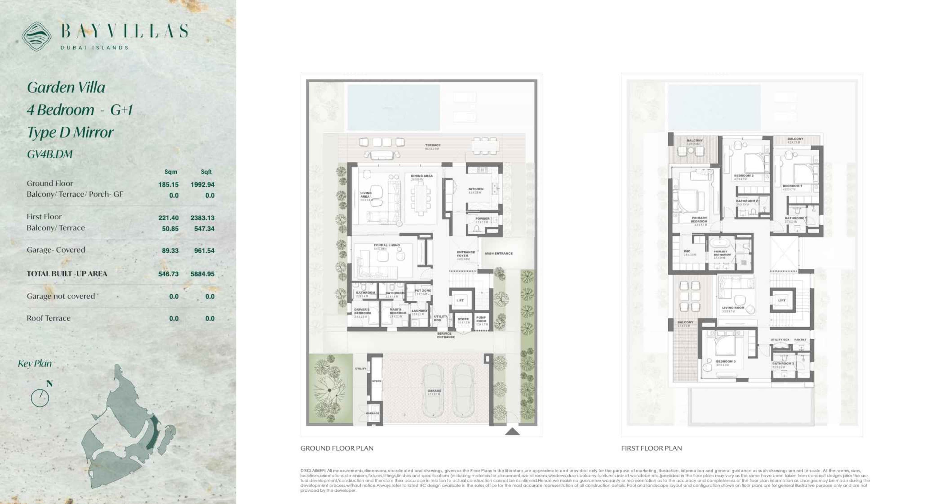 Bay Villas, 4-Bed Floor Plan, type: Bay Villas - Garden - 4BR - G+1 - Type D - Mirror - GV4B