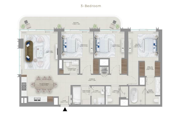 Baystar by Vida, 3-Bed Floor Plan, type: 3 Bed