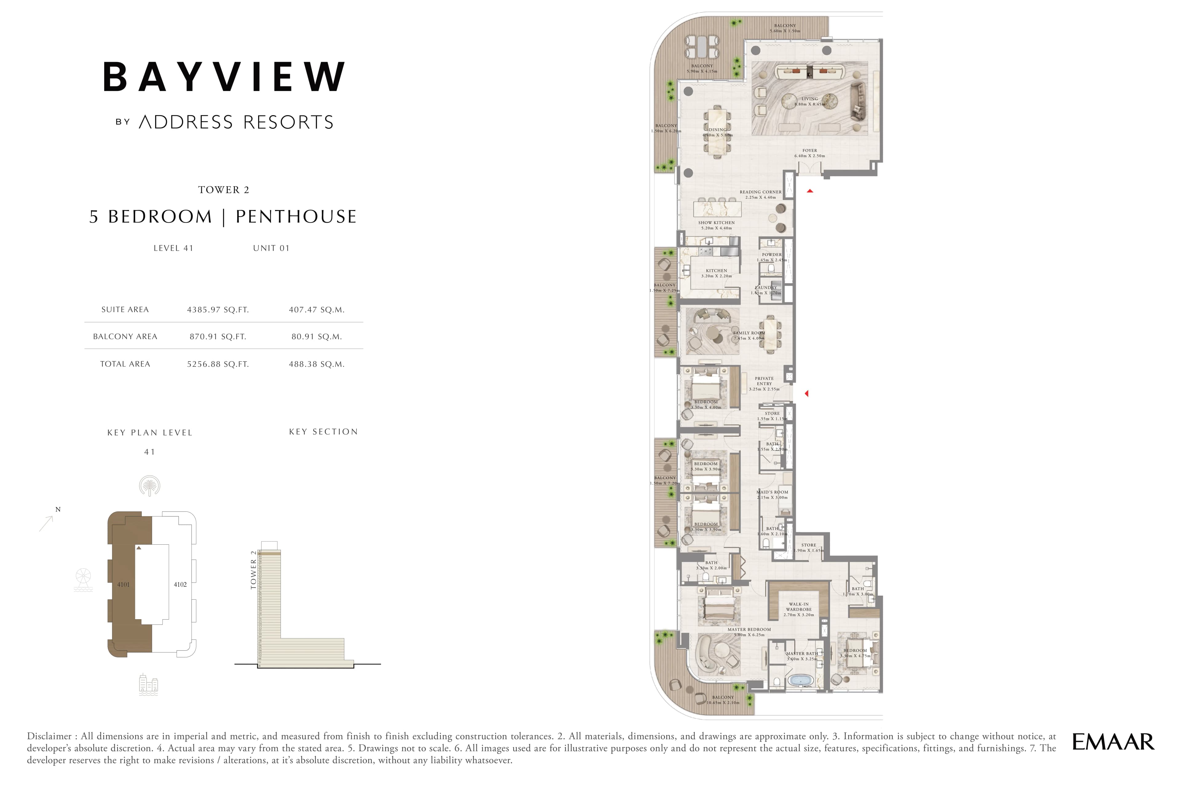 Bayview Tower 2, 5-Bed Floor Plan, type:
