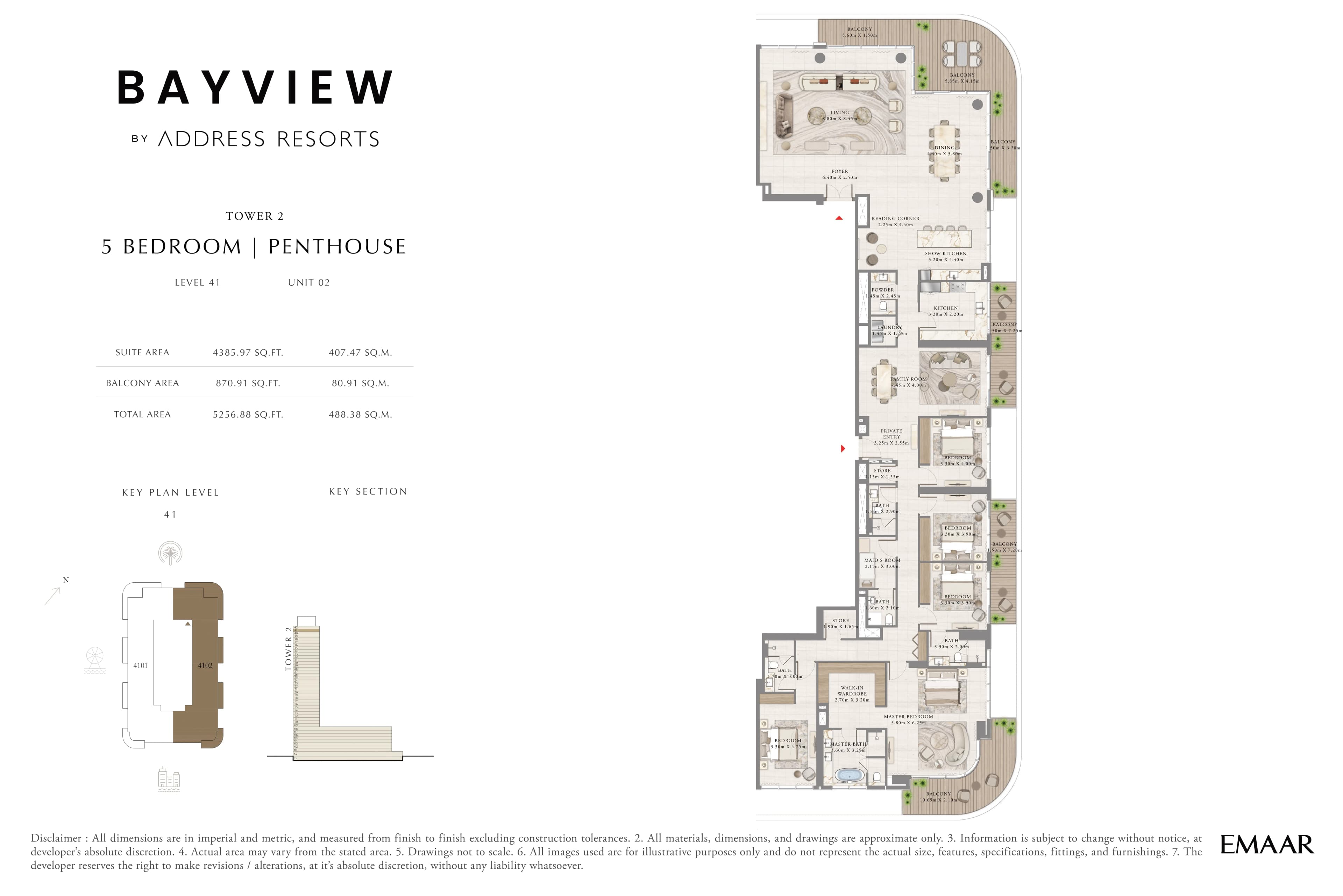 Bayview Tower 2, 5-Bed Floor Plan, type: