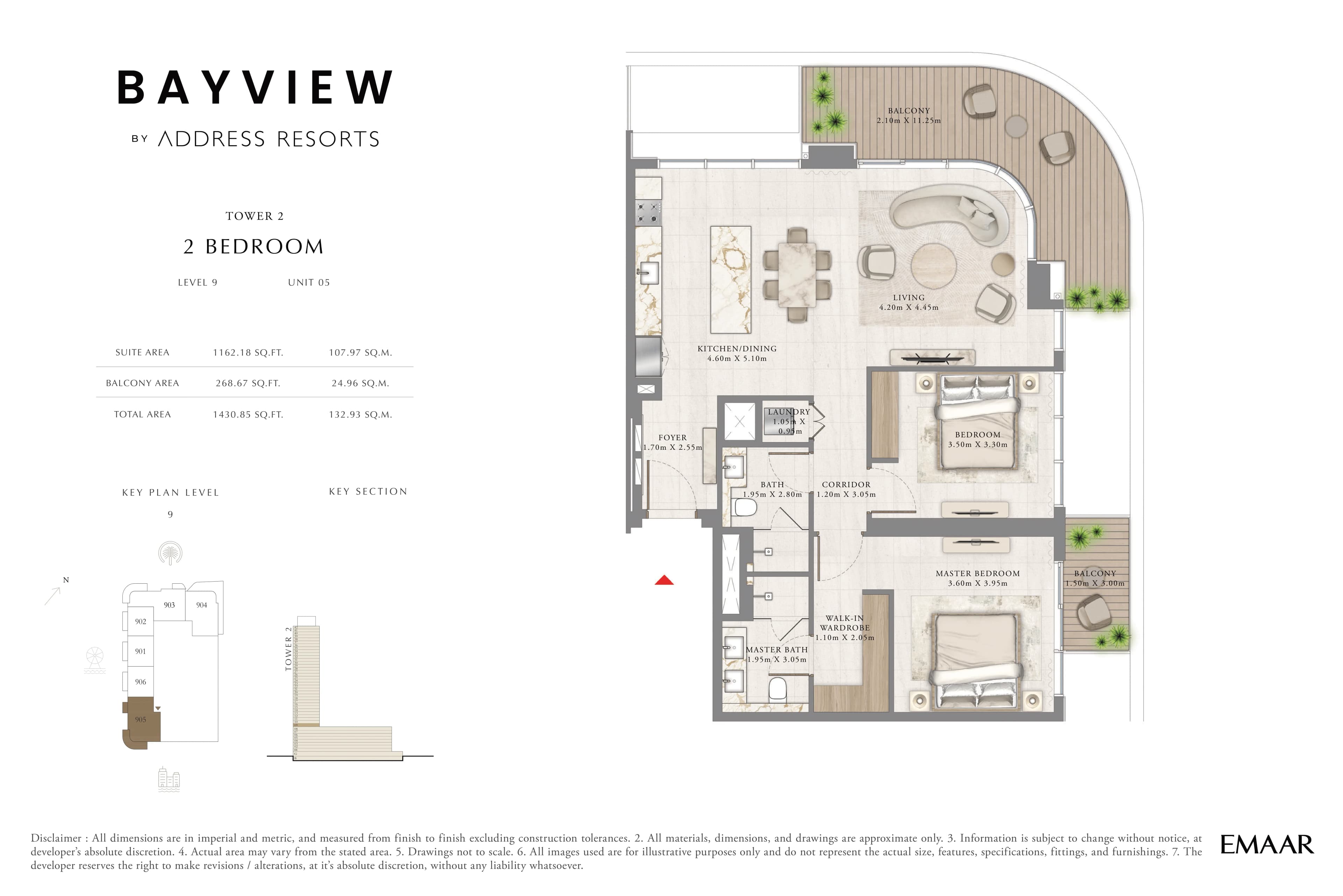 Bayview Tower 2, 2-Bed Floor Plan, type: