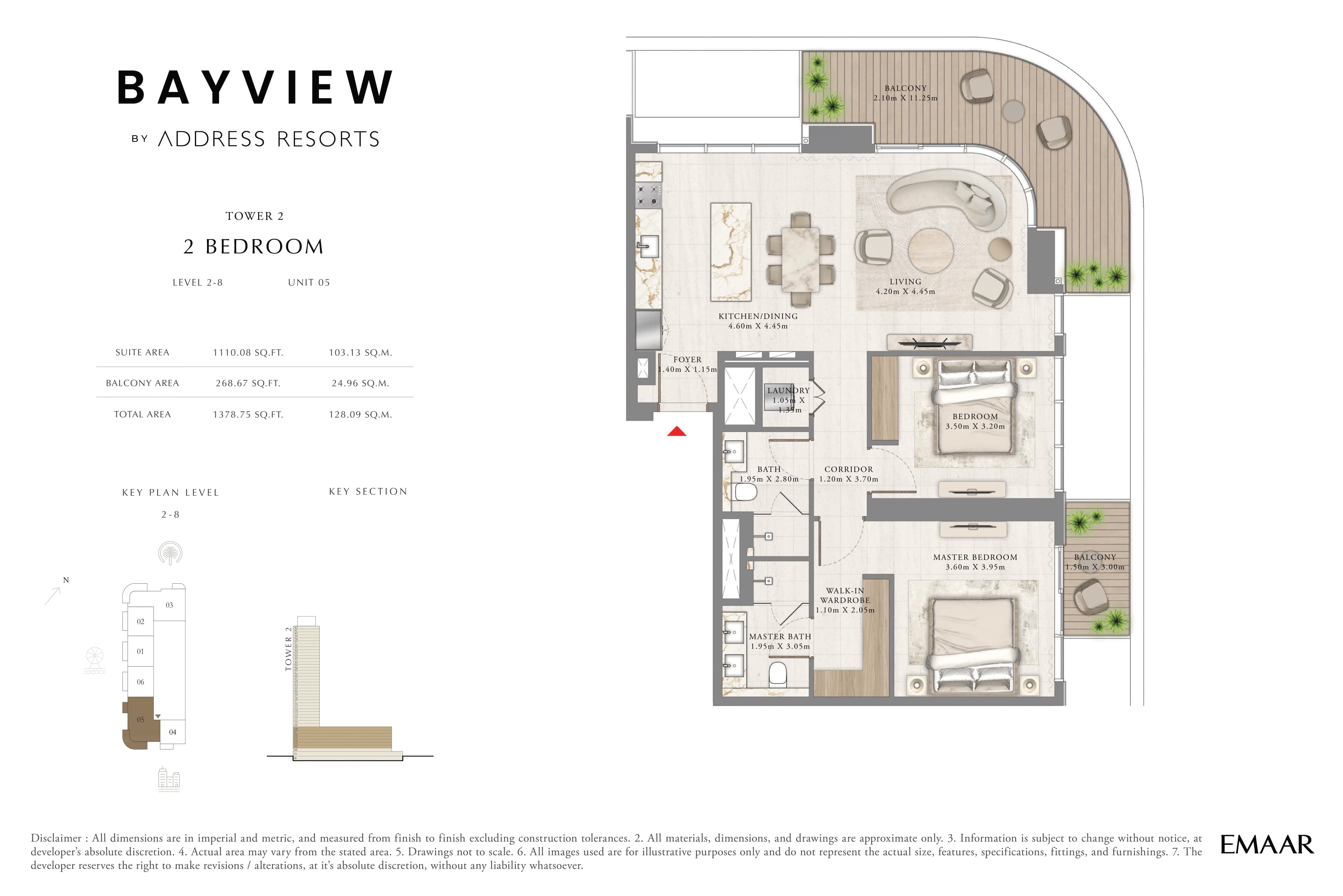 Bayview Tower 2, 2-Bed Floor Plan, type: