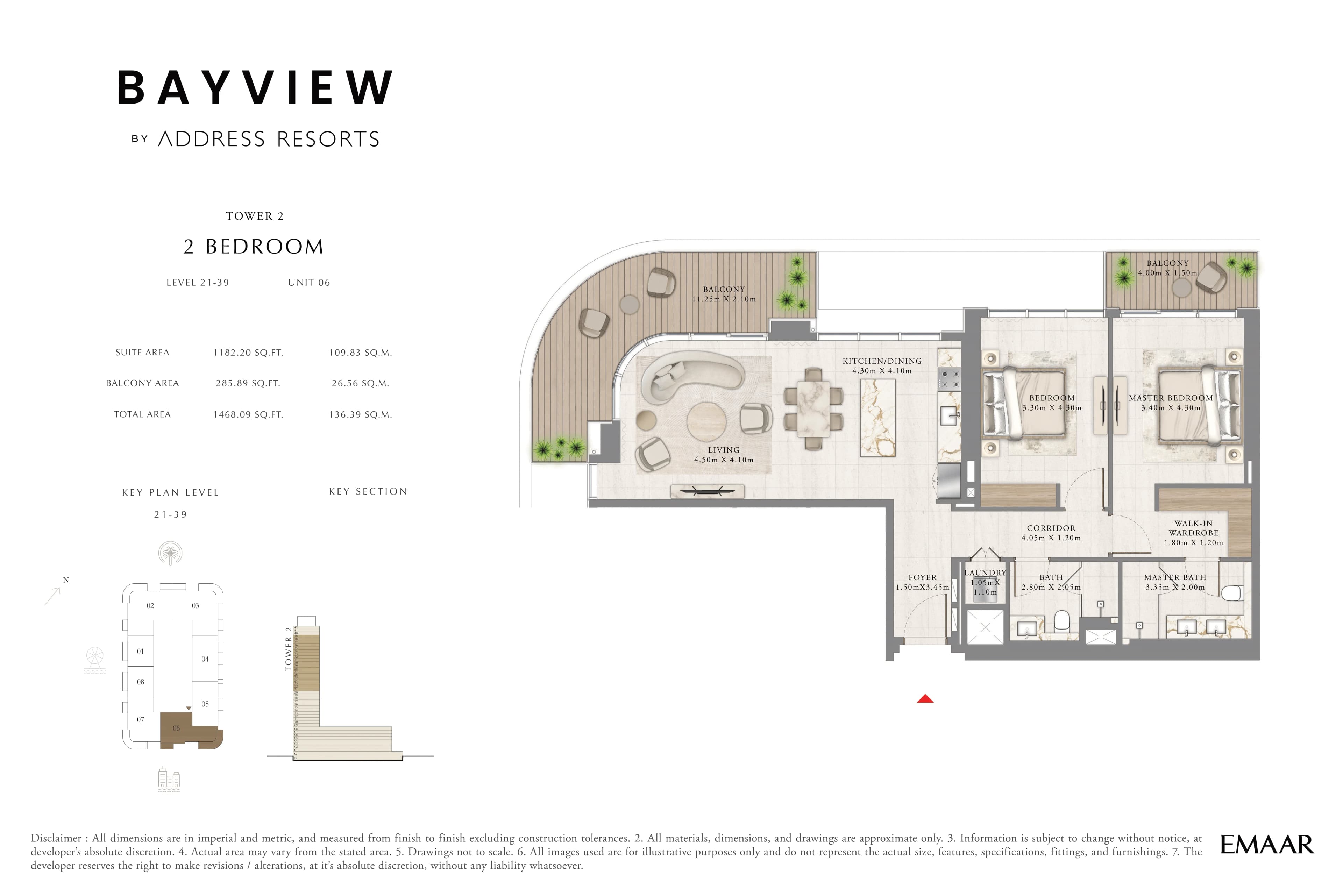 Bayview Tower 2, 2-Bed Floor Plan, type: