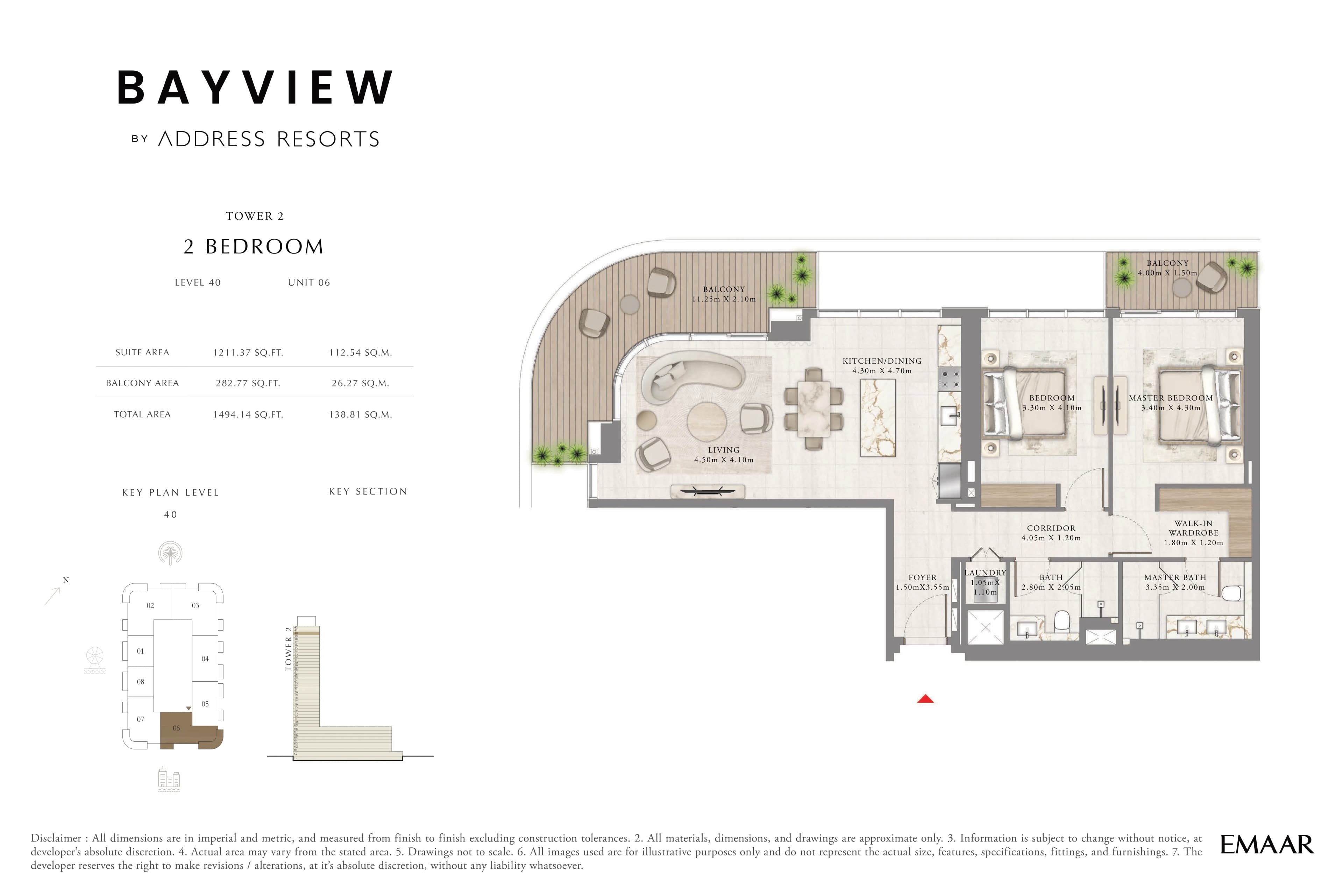 Bayview Tower 2, 2-Bed Floor Plan, type: