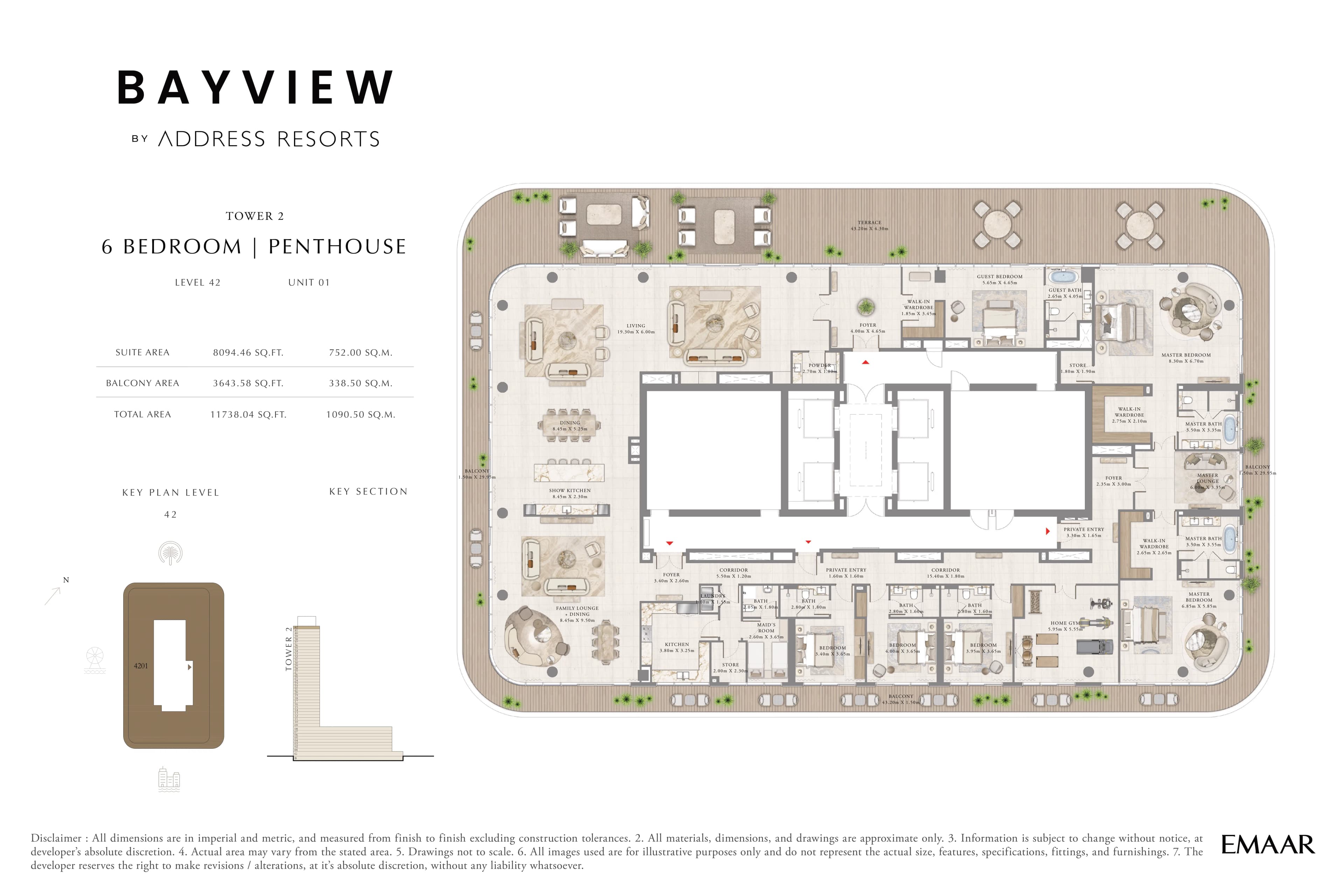 Bayview Tower 2, 6-Bed Floor Plan, type:
