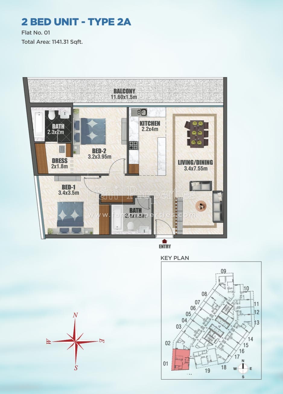 Bayz by Danube, 2-Bed Floor Plan, type: 2 Bedroom