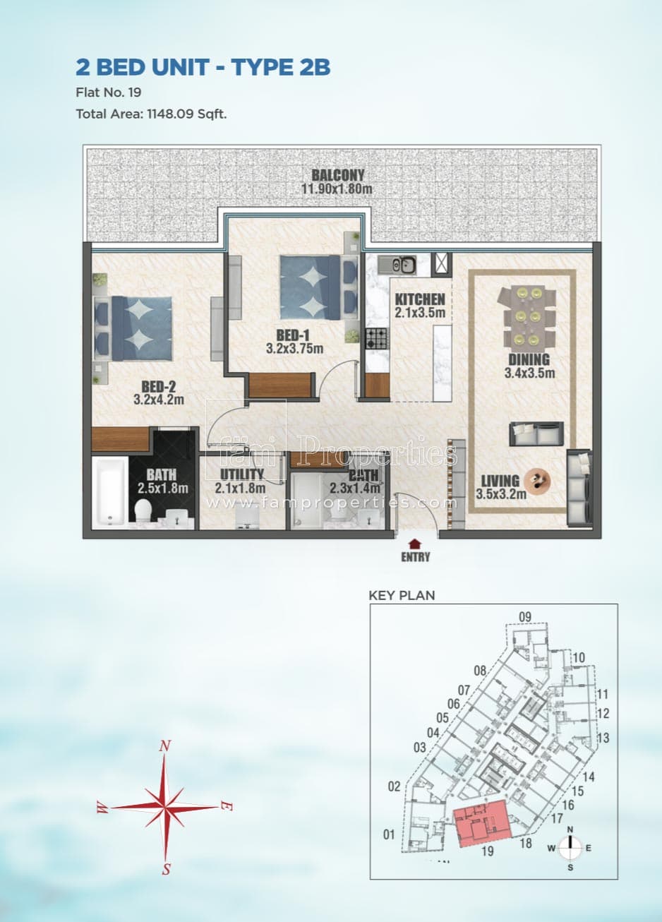Bayz by Danube, 2-Bed Floor Plan, type: 2 Bedroom
