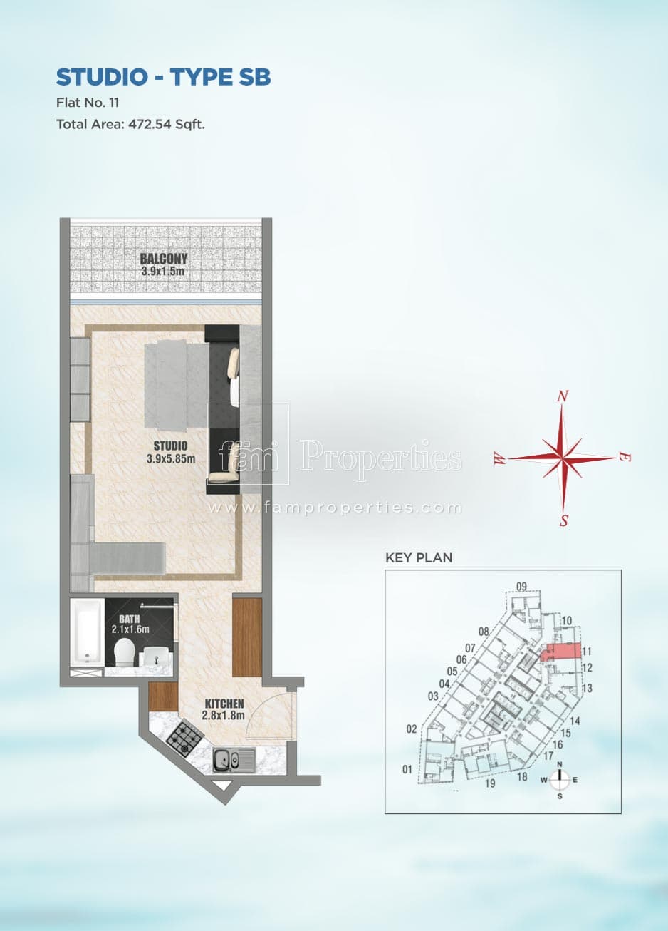 Bayz by Danube, 0-Bed Floor Plan, type: Studio
