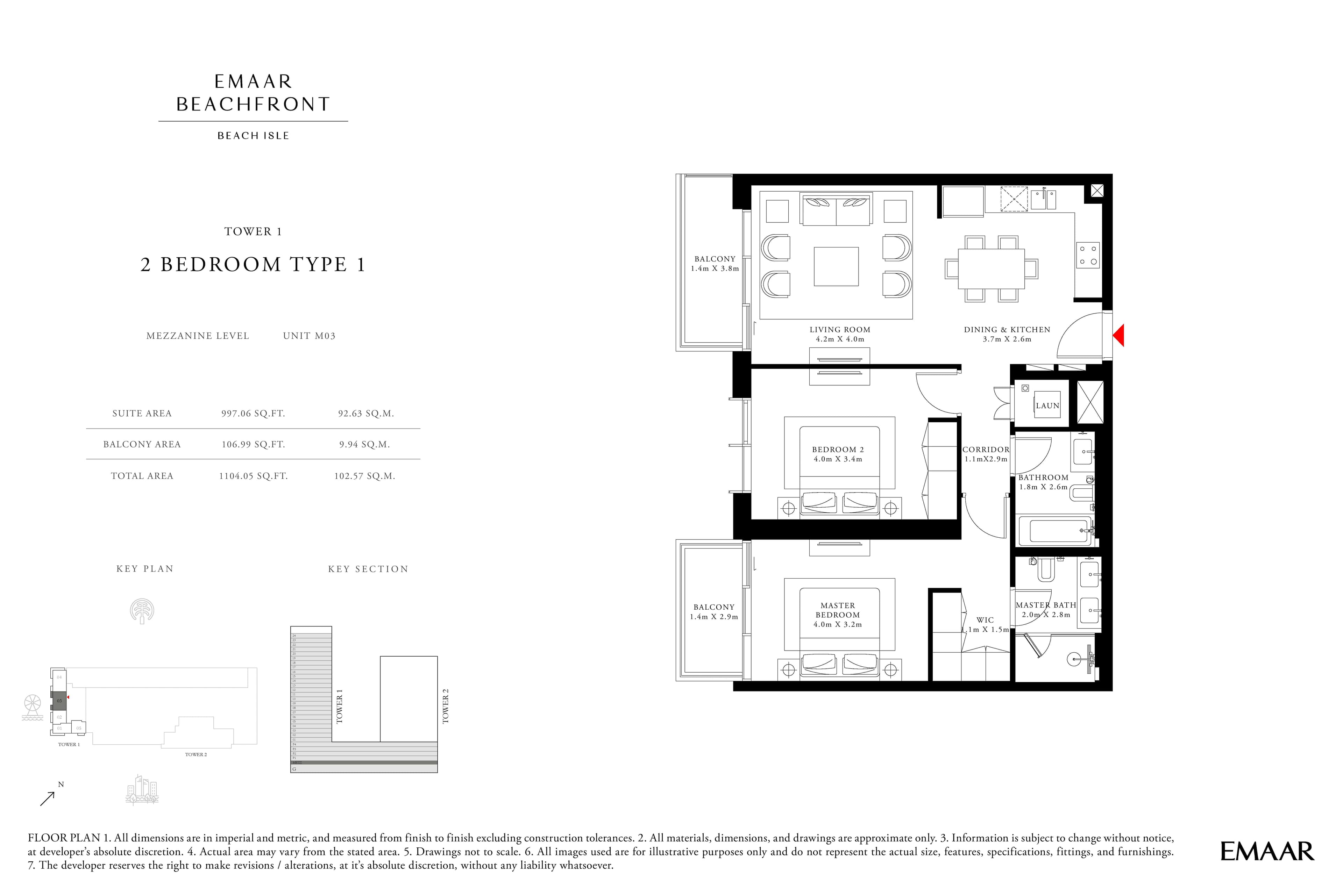 Beach Isle, 2-Bed Floor Plan, type: 2 Bedroom