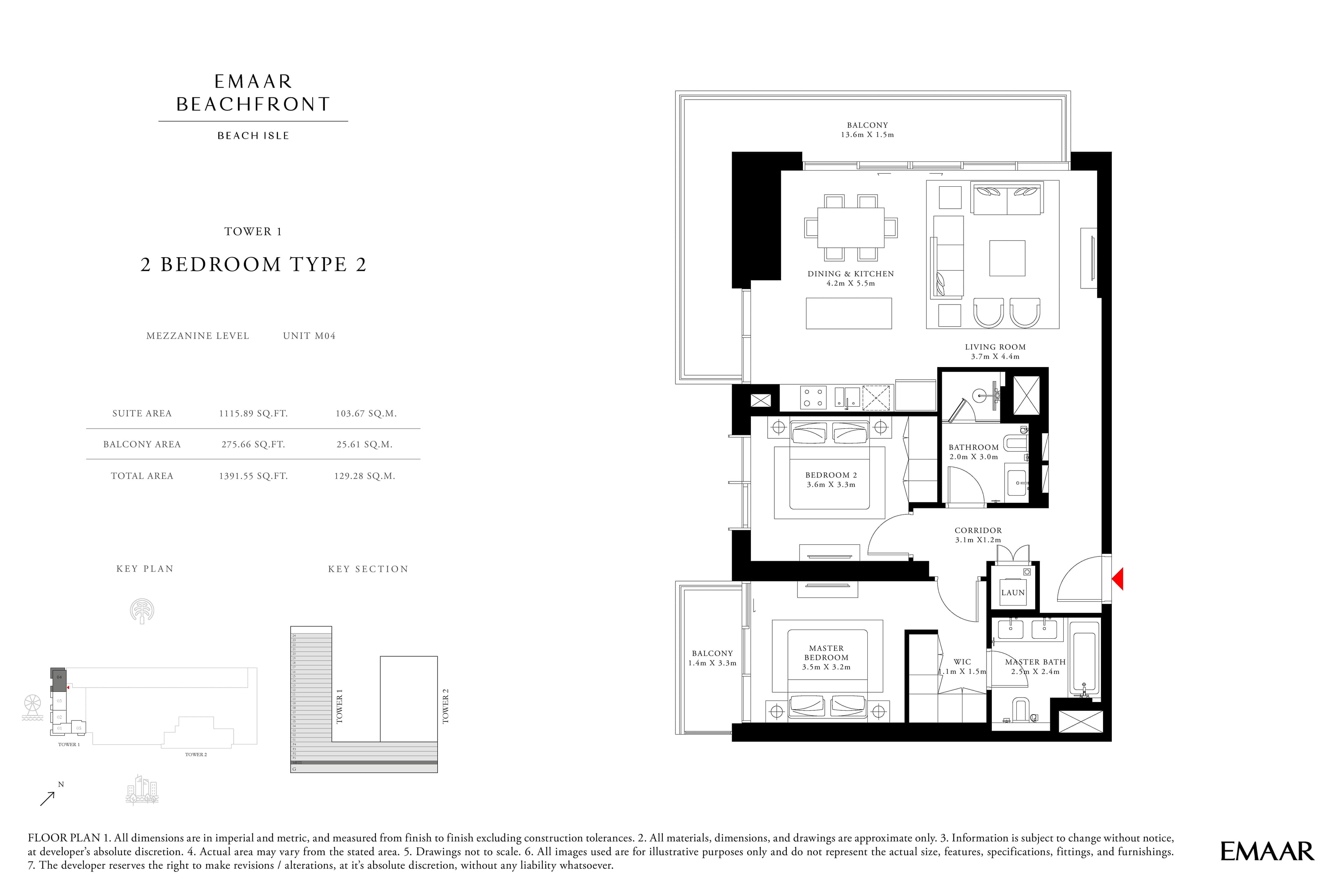 Beach Isle, 2-Bed Floor Plan, type: 2 Bedroom