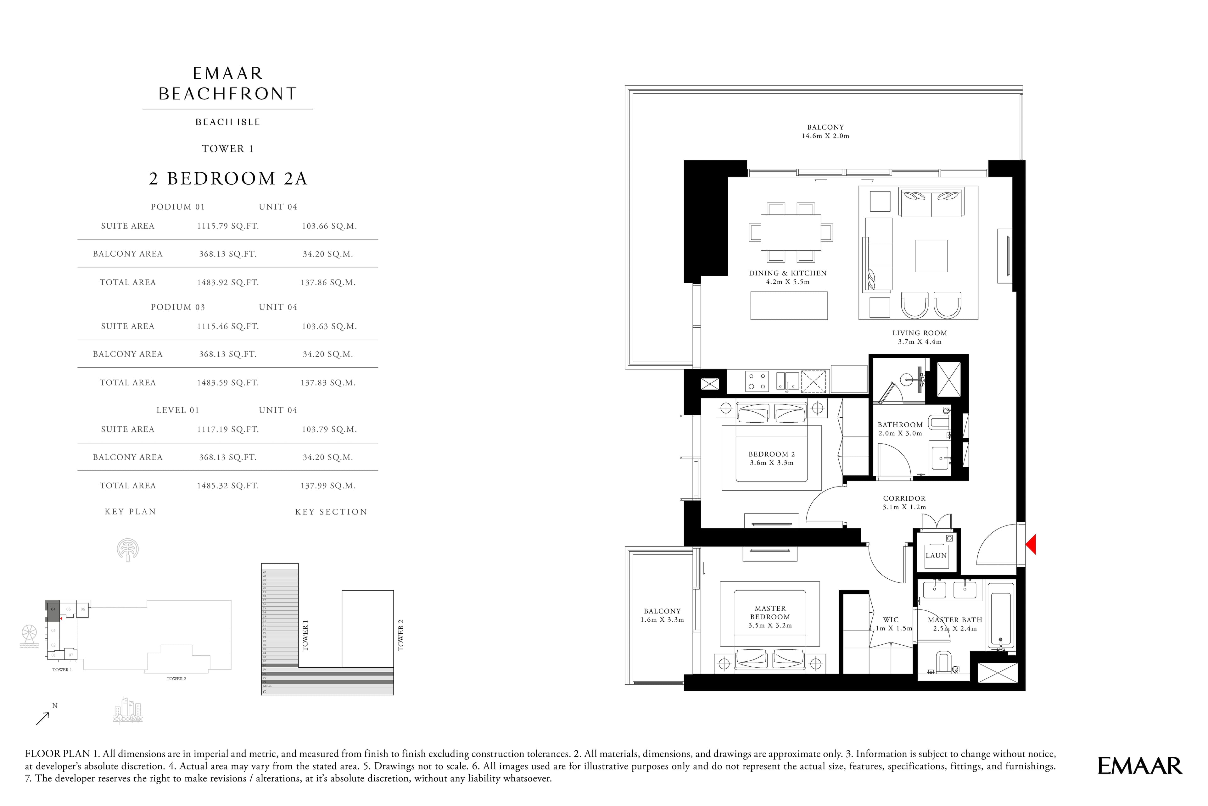 Beach Isle, 2-Bed Floor Plan, type: 2 Bedroom