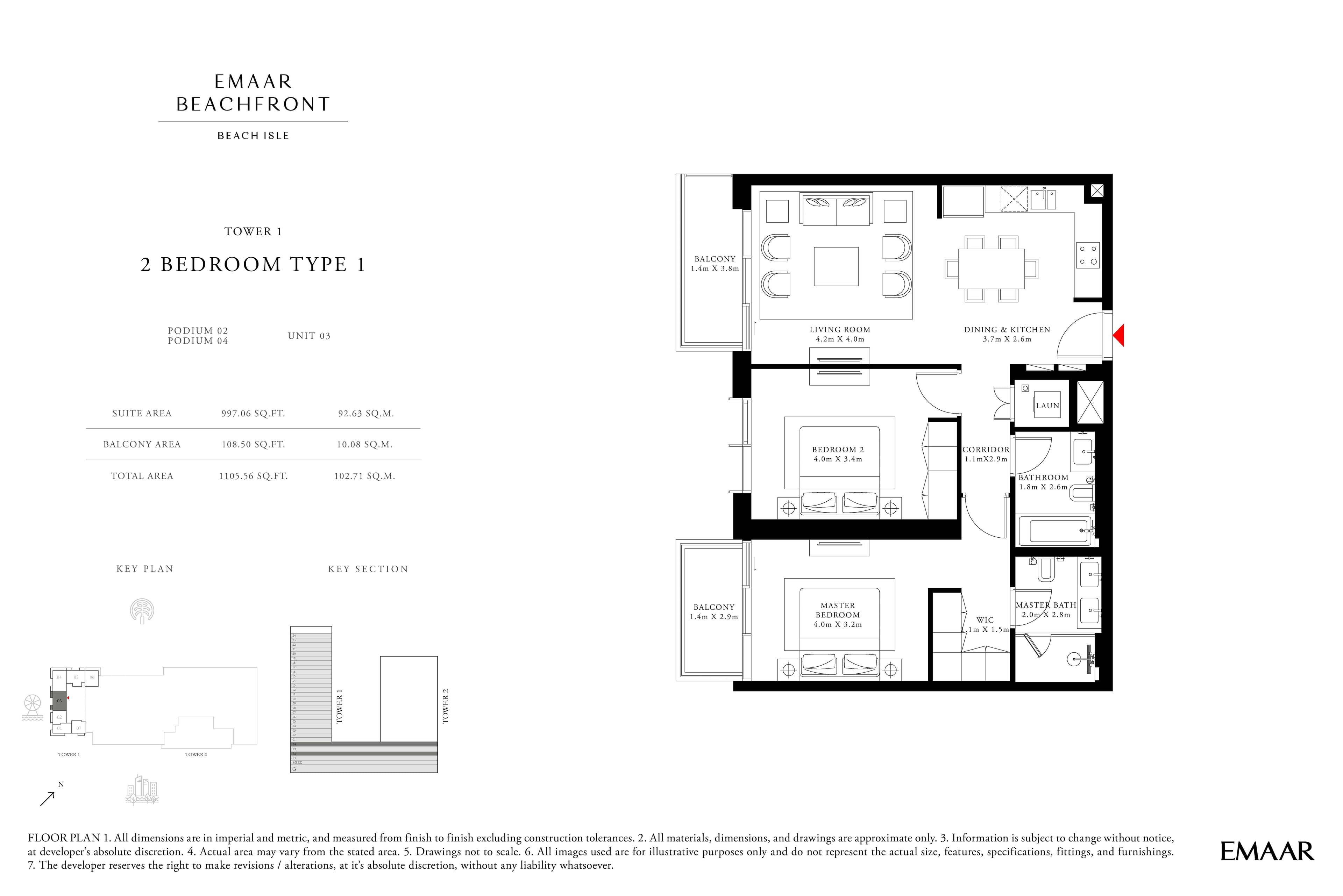 Beach Isle, 2-Bed Floor Plan, type: 2 Bedroom