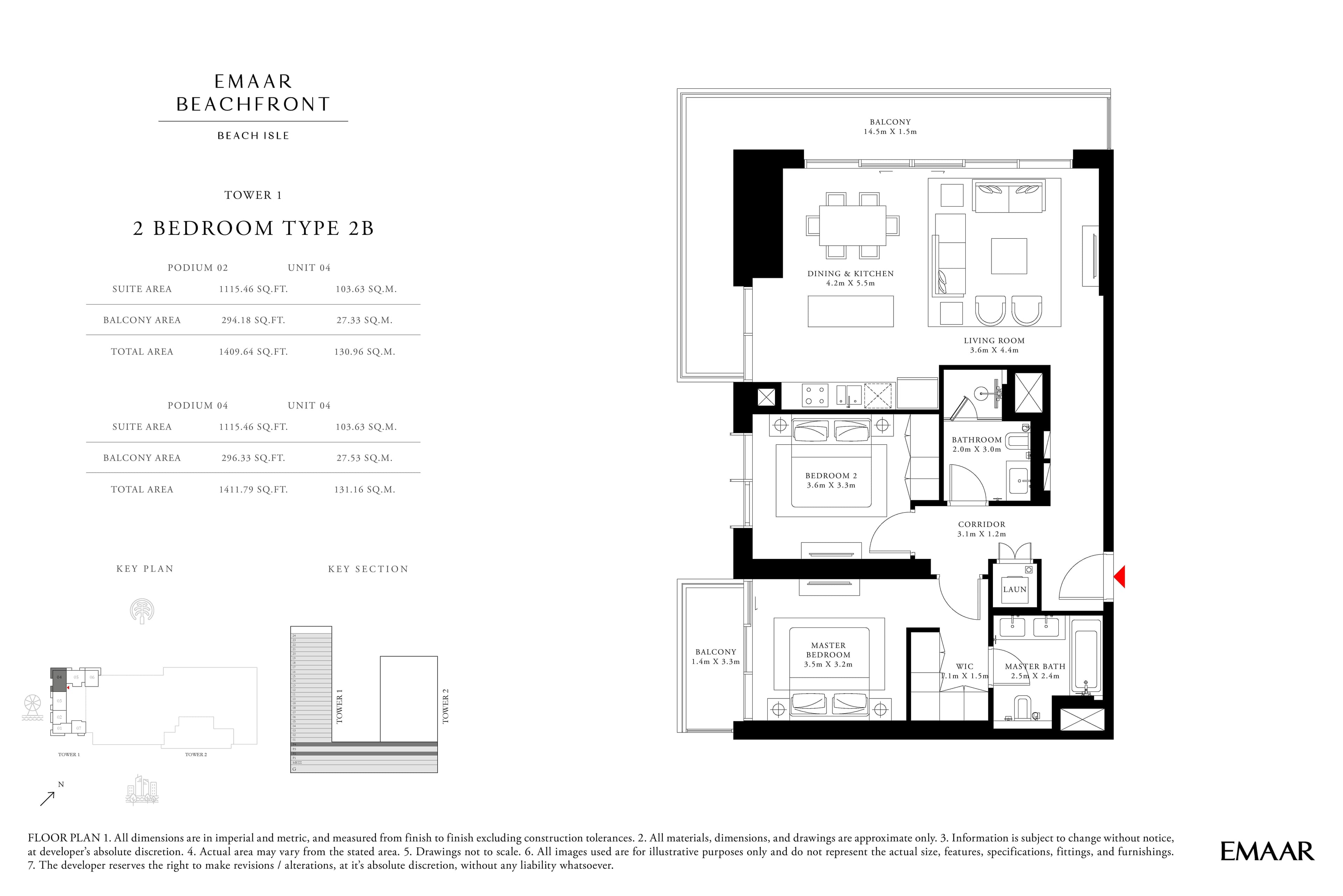 Beach Isle, 2-Bed Floor Plan, type: 2 Bedroom