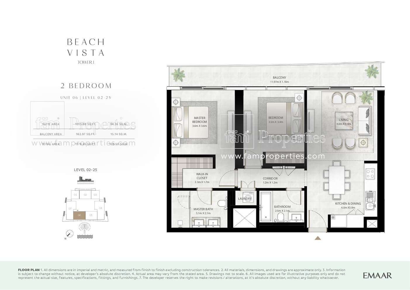 Beach Vista Tower 1, 2-Bed Floor Plan, type: 2 Bedroom