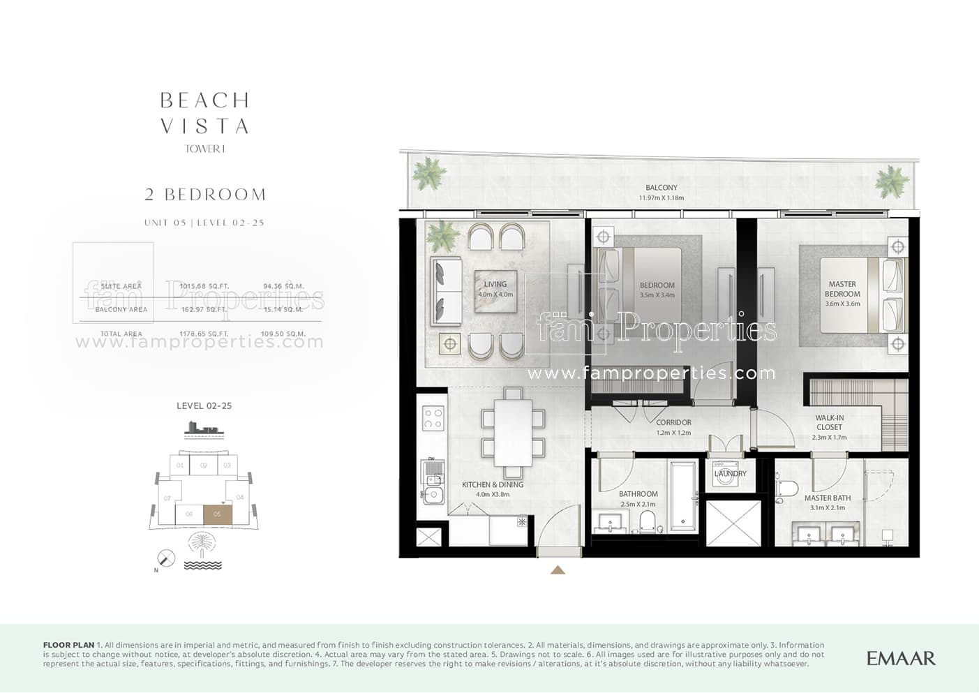 Beach Vista Tower 1, 2-Bed Floor Plan, type: 2 Bedroom