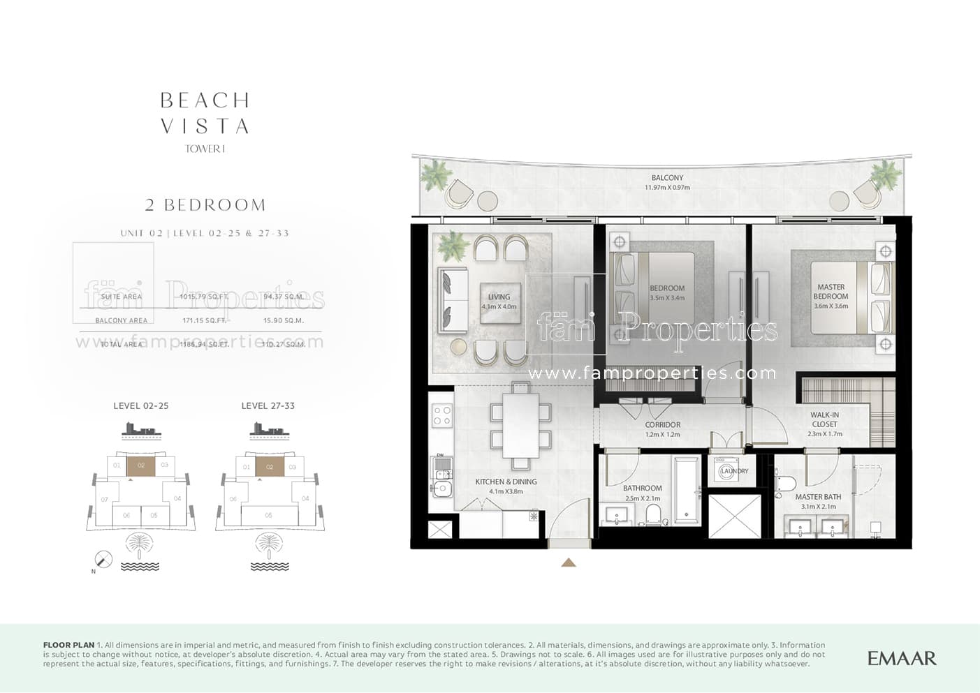 Beach Vista Tower 1, 2-Bed Floor Plan, type: 2 Bedroom