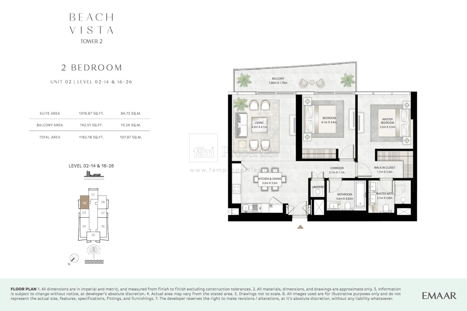 Beach Vista Tower 2, 2-Bed Floor Plan, type: 2 Bedroom
