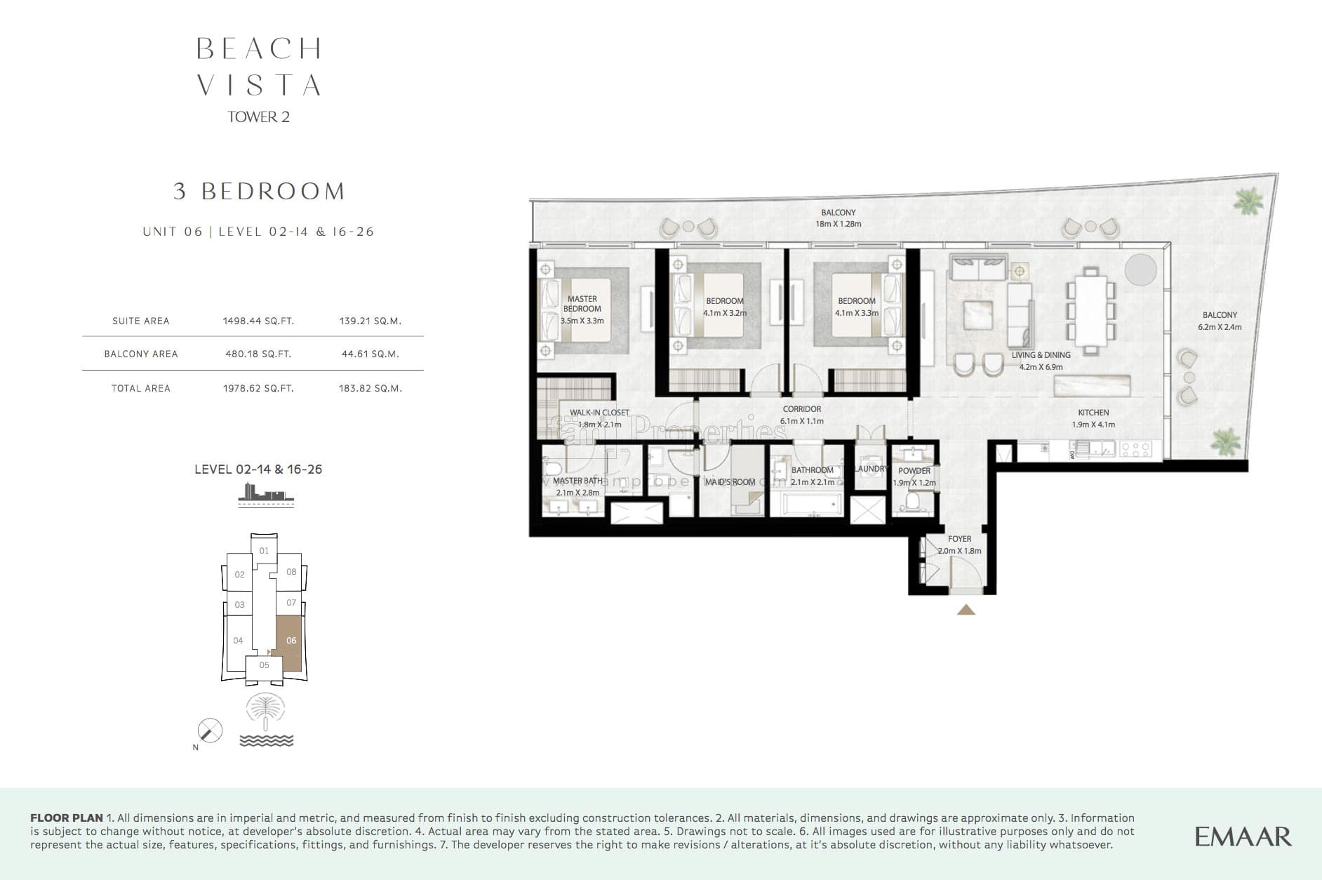 Beach Vista Tower 2, 3-Bed Floor Plan, type: 3 Bedroom