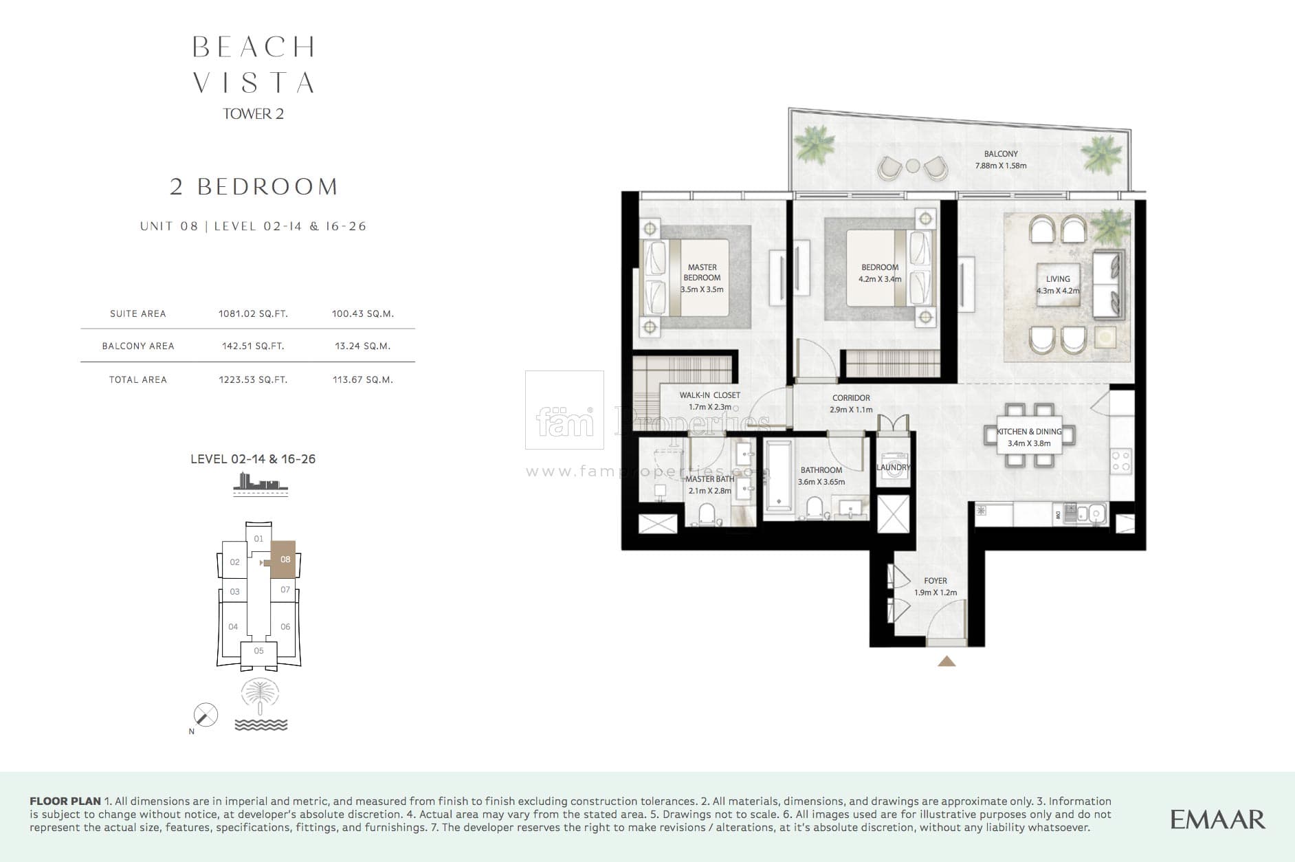 Beach Vista Tower 2, 2-Bed Floor Plan, type: 2 Bedroom