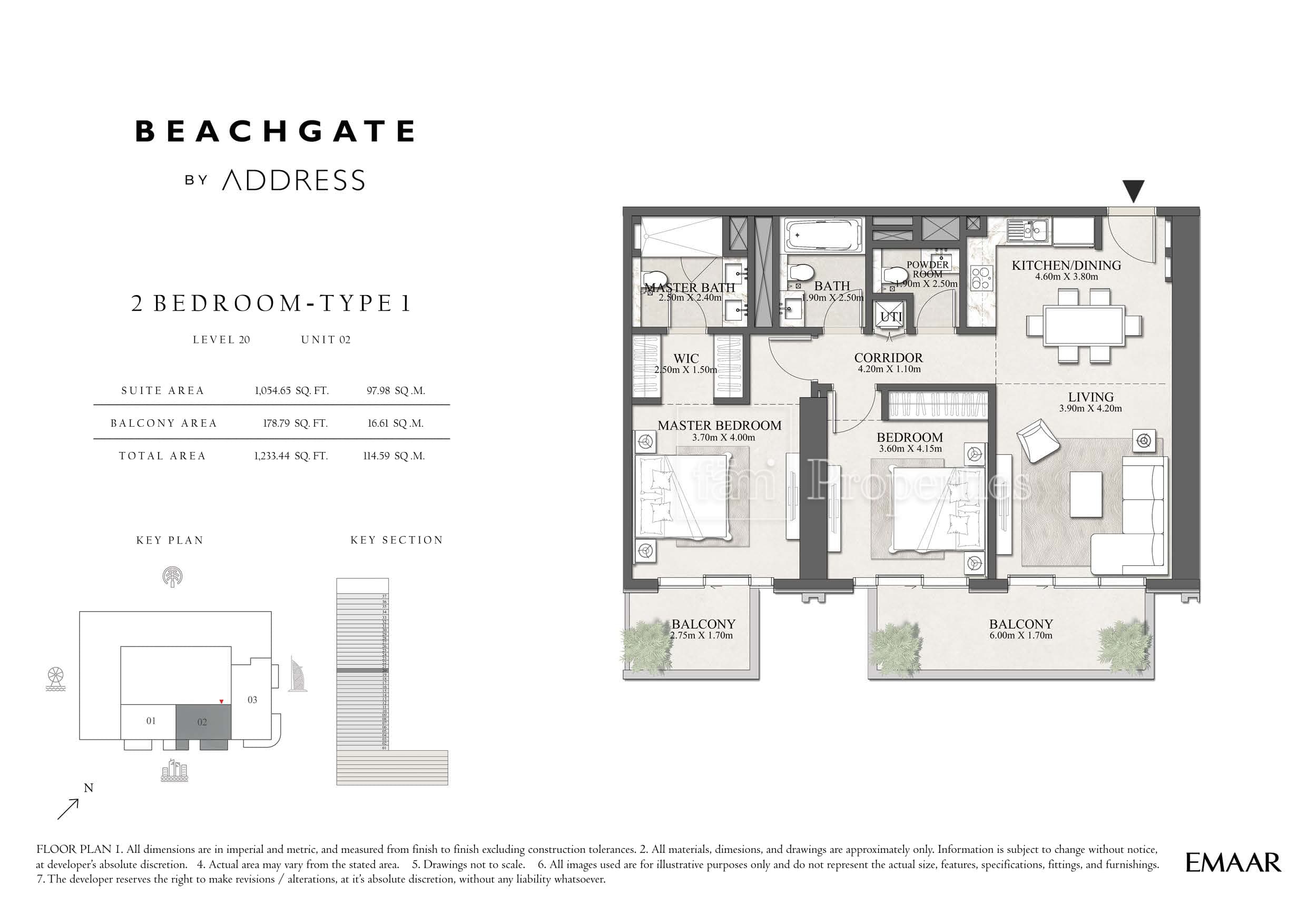 Beachgate by Address, 2-Bed Floor Plan, type: 2 Bedroom