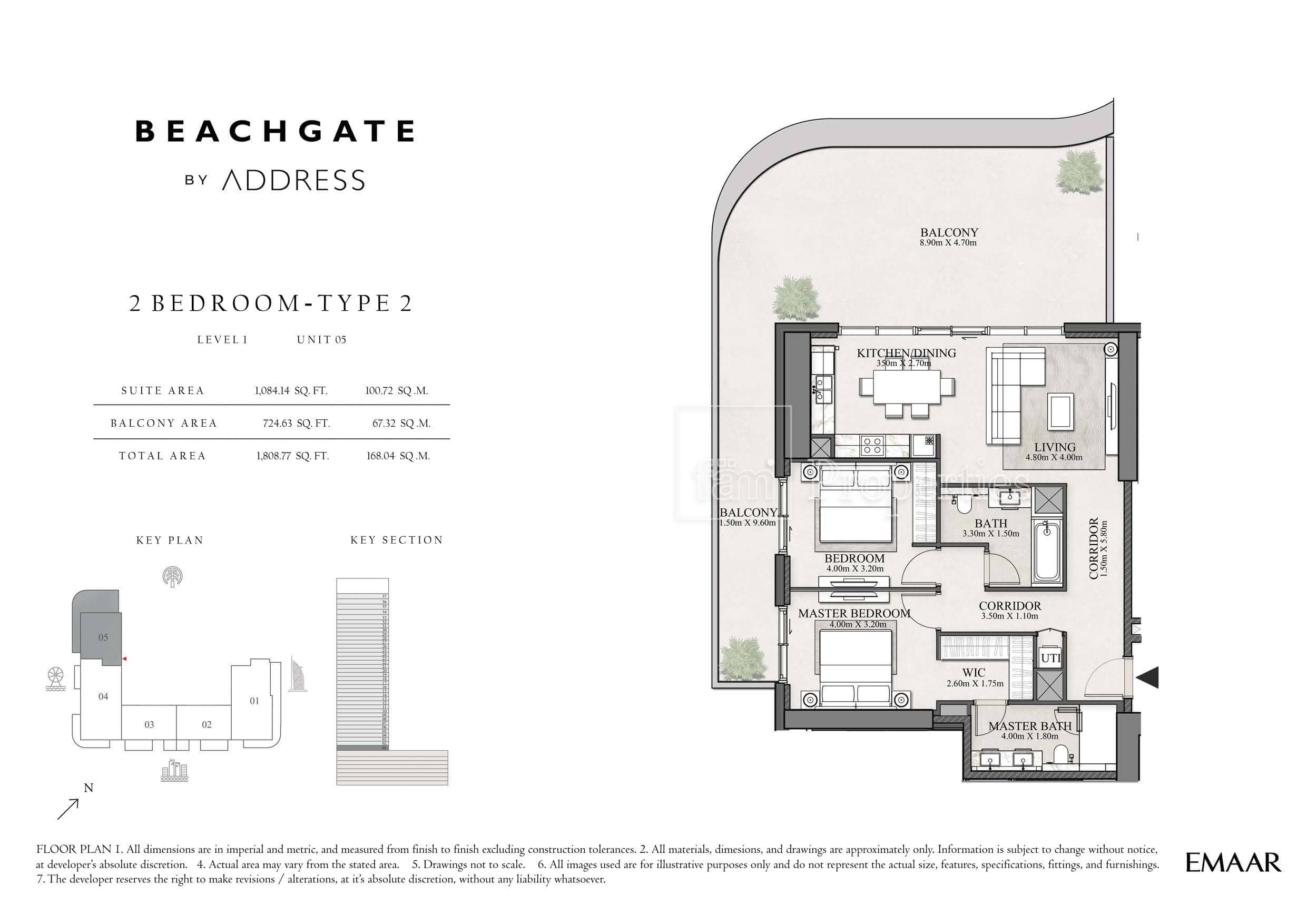 Beachgate by Address, 2-Bed Floor Plan, type: 2 Bedroom