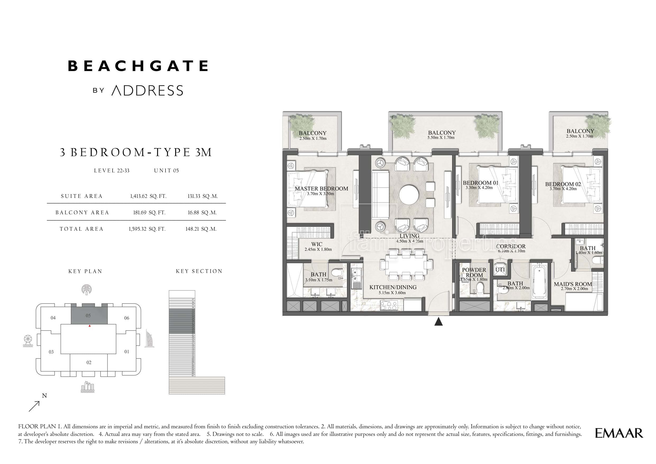 Beachgate by Address, 3-Bed Floor Plan, type: 3 Bedroom