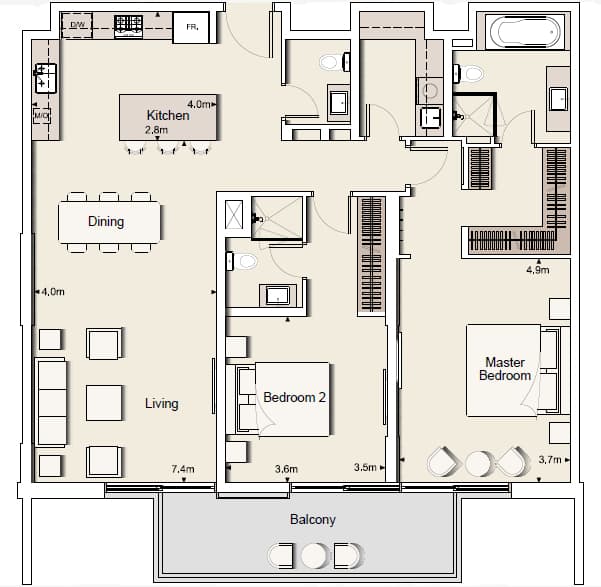 Belgravia 1, 2-Bed Floor Plan, type: Two Bedroom Type 1-C