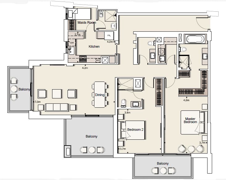 Belgravia 1, 2-Bed Floor Plan, type: Two Bedroom Type 3
