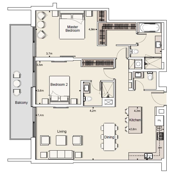 Belgravia 1, 2-Bed Floor Plan, type: Two Bedroom Type 5