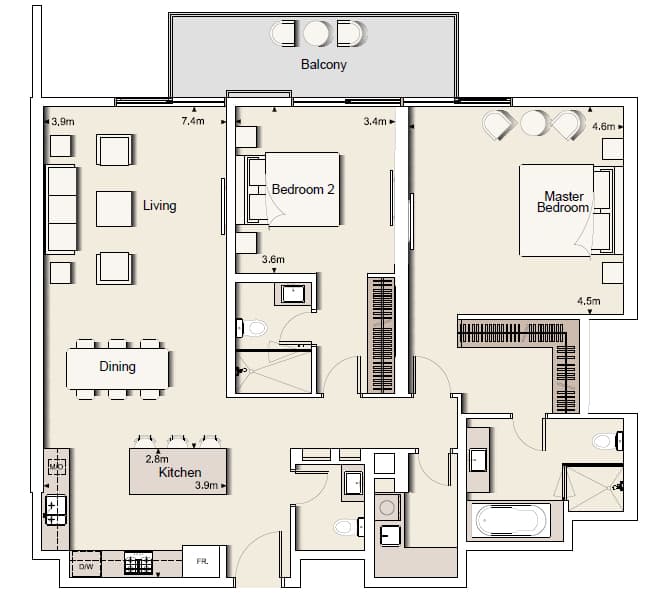 Belgravia 1, 2-Bed Floor Plan, type: Two Bedroom Type 6