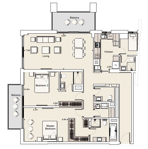 Belgravia 1, 2-Bed Floor Plan, type: Two Bedroom Type 8