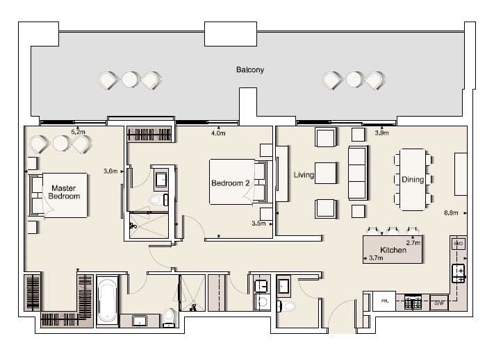 Belgravia 1, 2-Bed Floor Plan, type: Two Bedroom Type 12