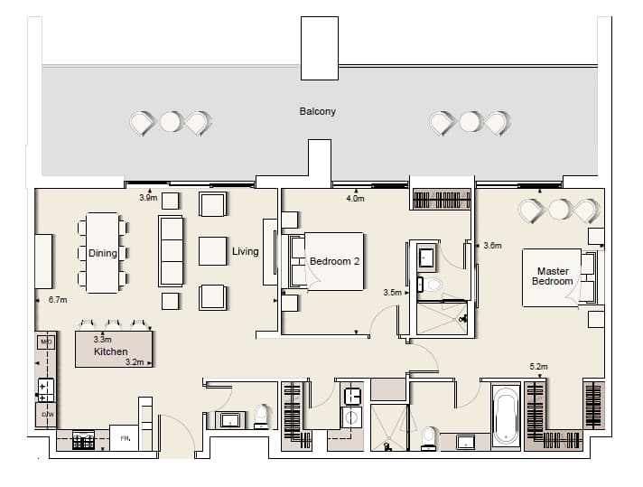 Belgravia 1, 2-Bed Floor Plan, type: Two Bedroom Type 12-A